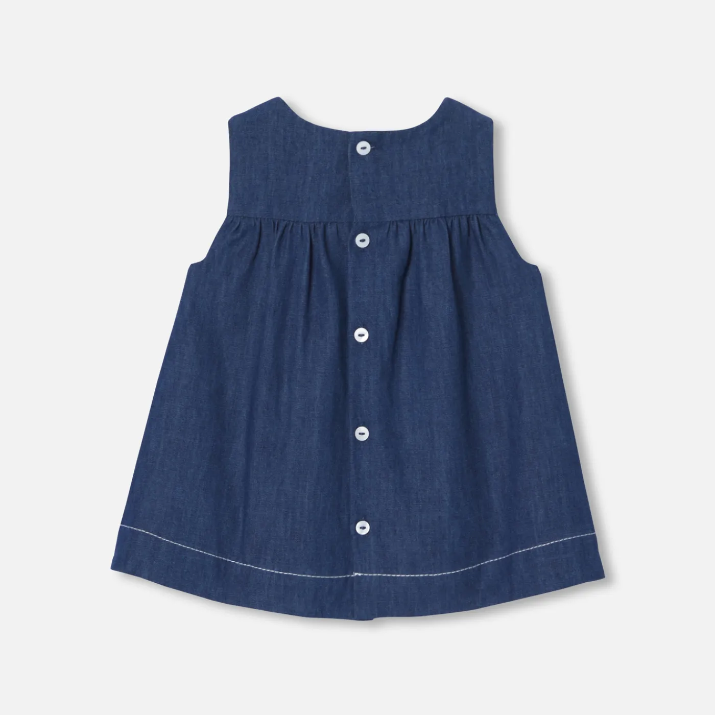 Dresses-Jacadi Baby girl pinafore dress in lightweight denim Dark Denim