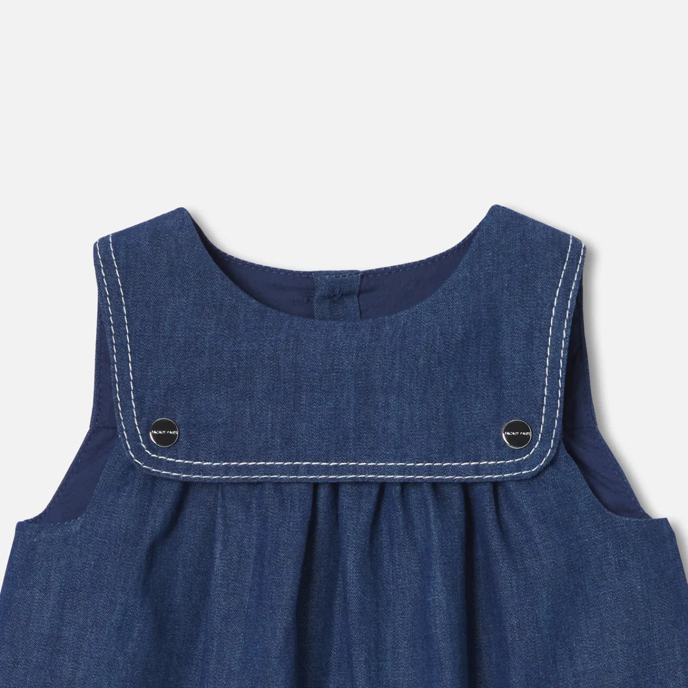 Dresses-Jacadi Baby girl pinafore dress in lightweight denim Dark Denim
