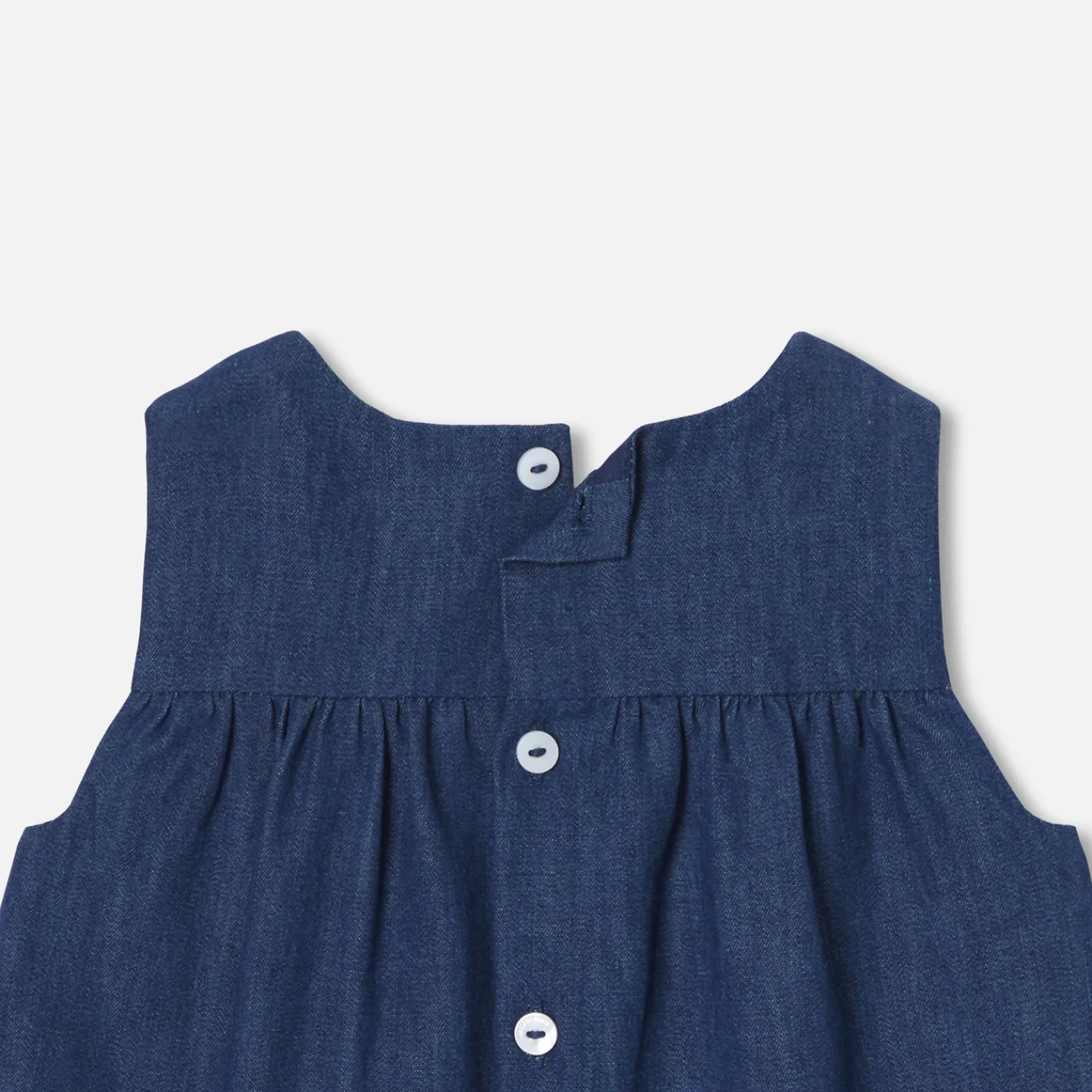 Dresses-Jacadi Baby girl pinafore dress in lightweight denim Dark Denim
