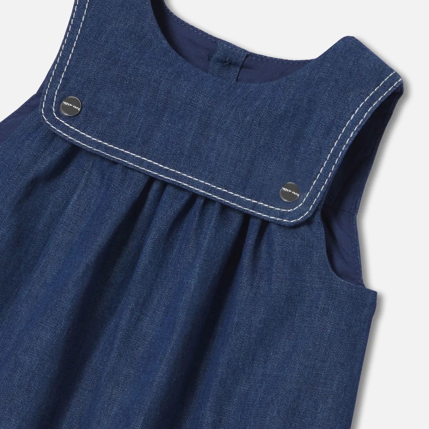 Dresses-Jacadi Baby girl pinafore dress in lightweight denim Dark Denim