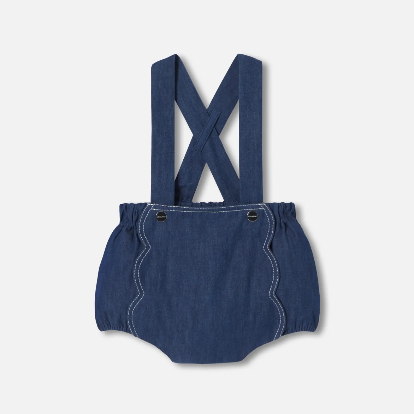 Bloomers, Overalls And Sets-Jacadi Baby girl bloomer in lightweight denim Dark Denim