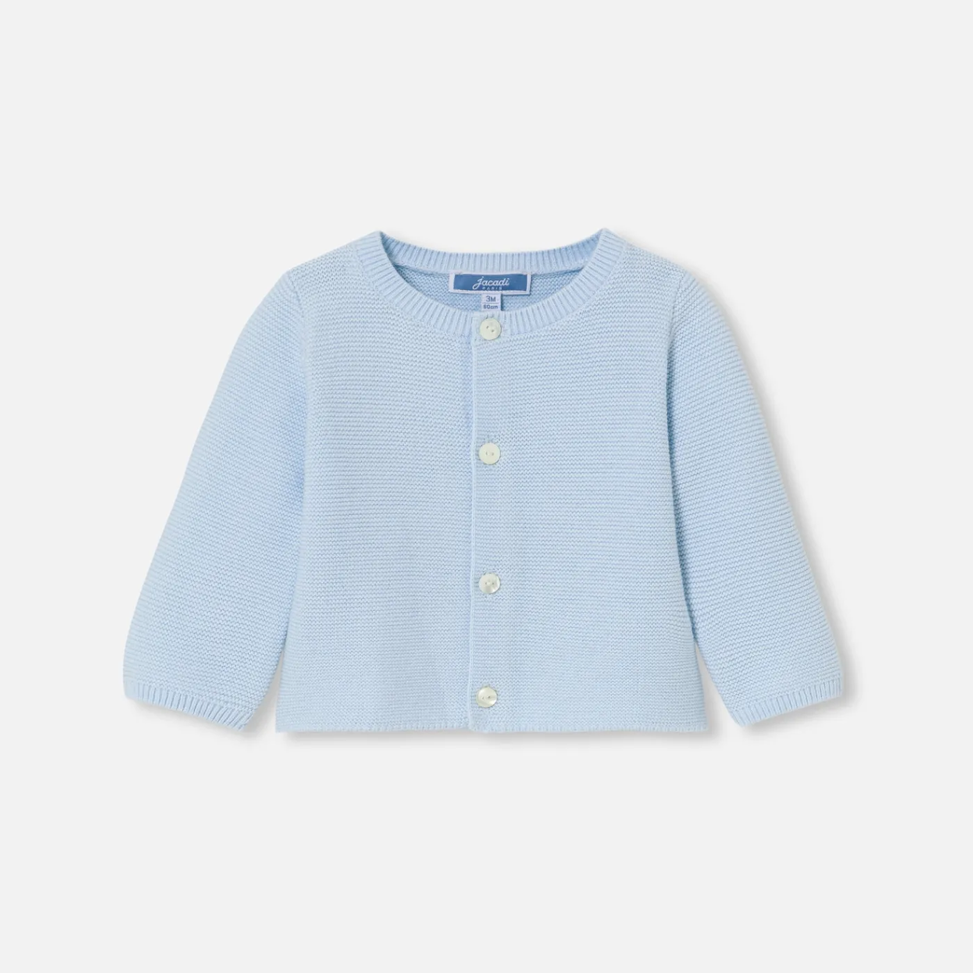 Jumpers, Sweatshirts And Cardigans-Jacadi Baby cardigan in garter stitch Pale blue