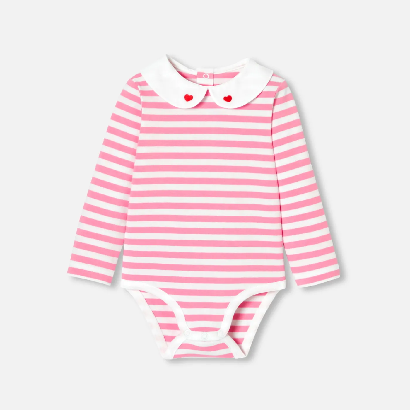 Bodysuits-Jacadi Baby girl long-sleeved bodysuit White/Pink