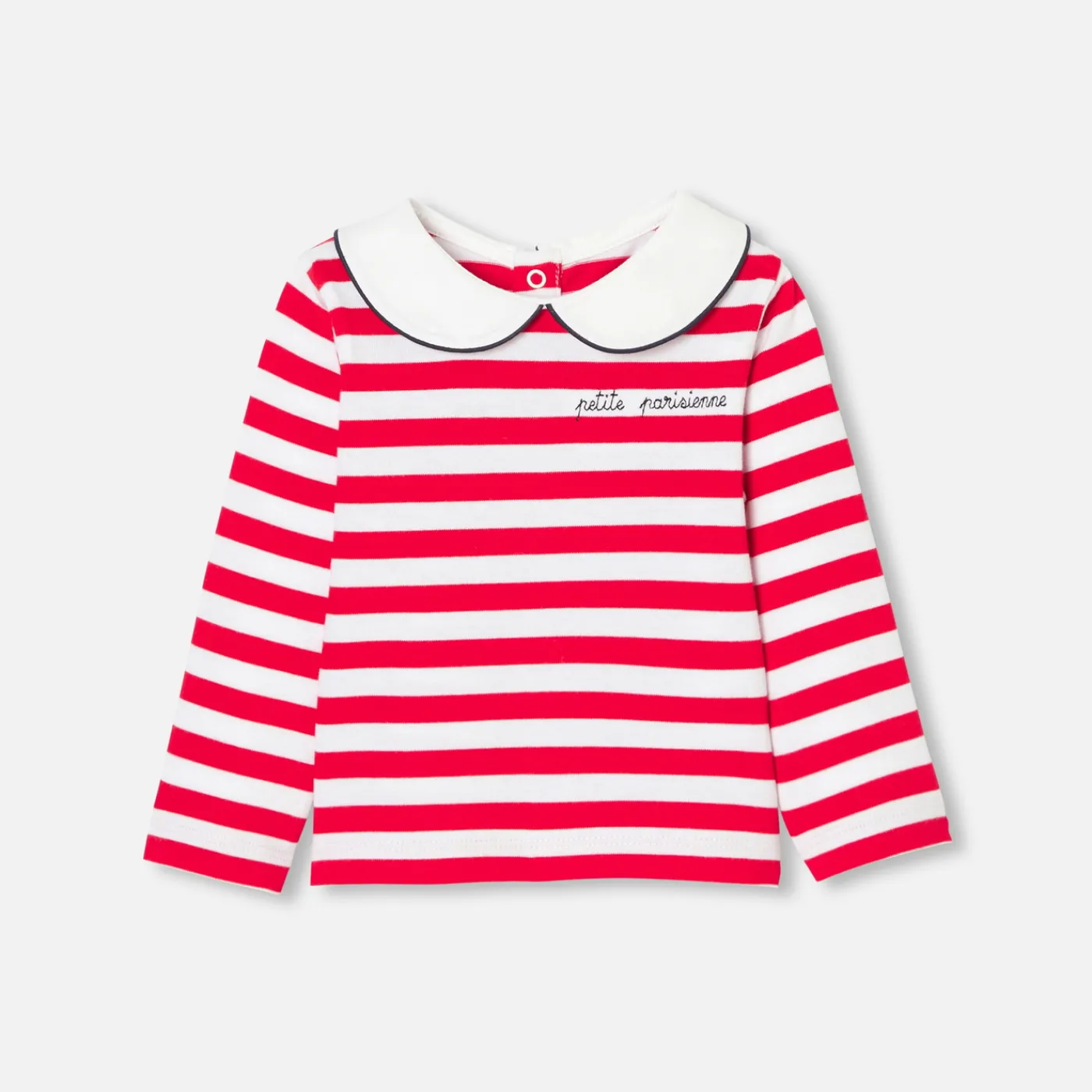 Polos And T-Shirts-Jacadi Baby girl Breton tee White/Red