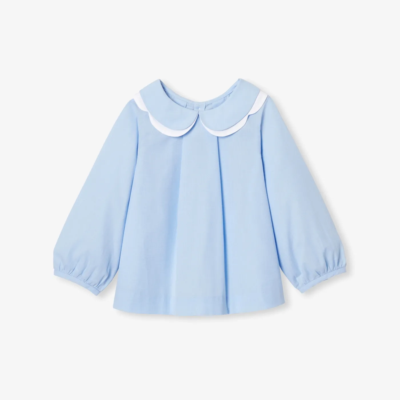Blouses-Jacadi Baby girl blouse in cotton fil à fil Blue/White