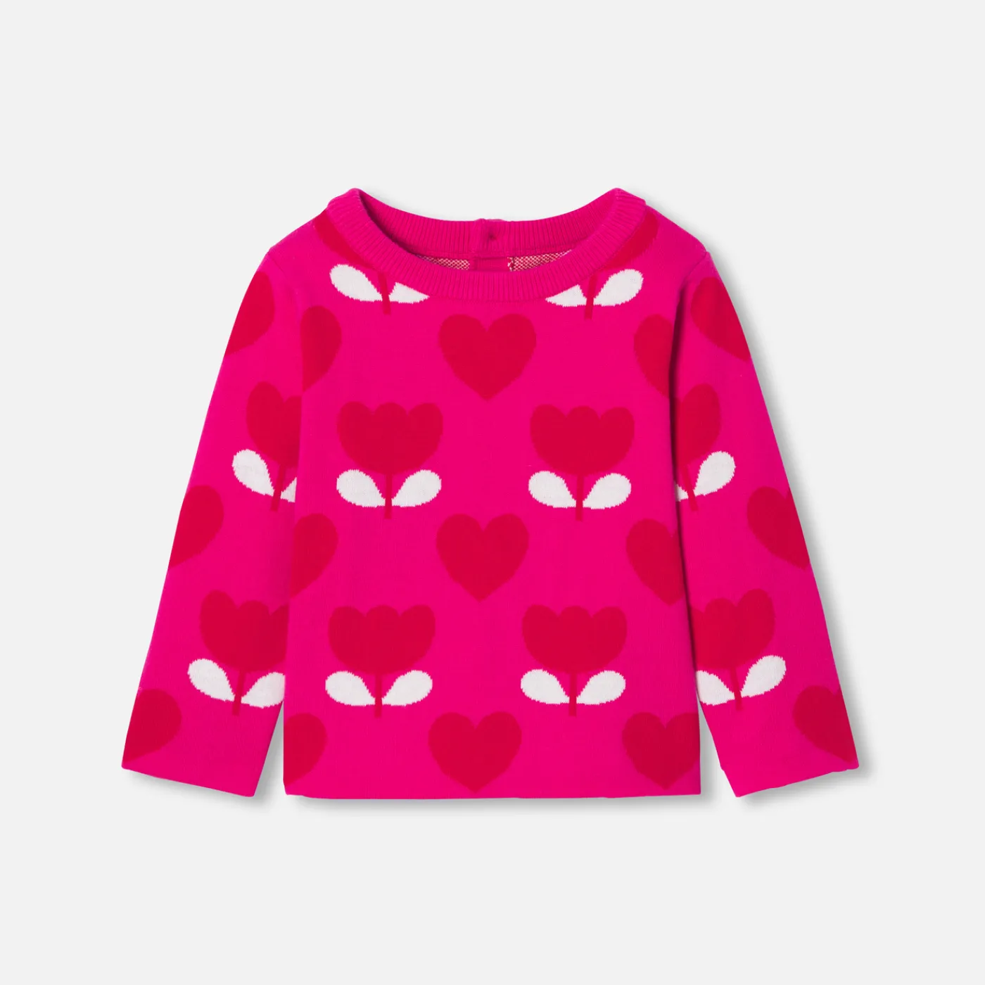 Cardigans, Sweaters And Sweatshirts-Jacadi Baby girl sweater in jacquard knit Pink/Multicolour