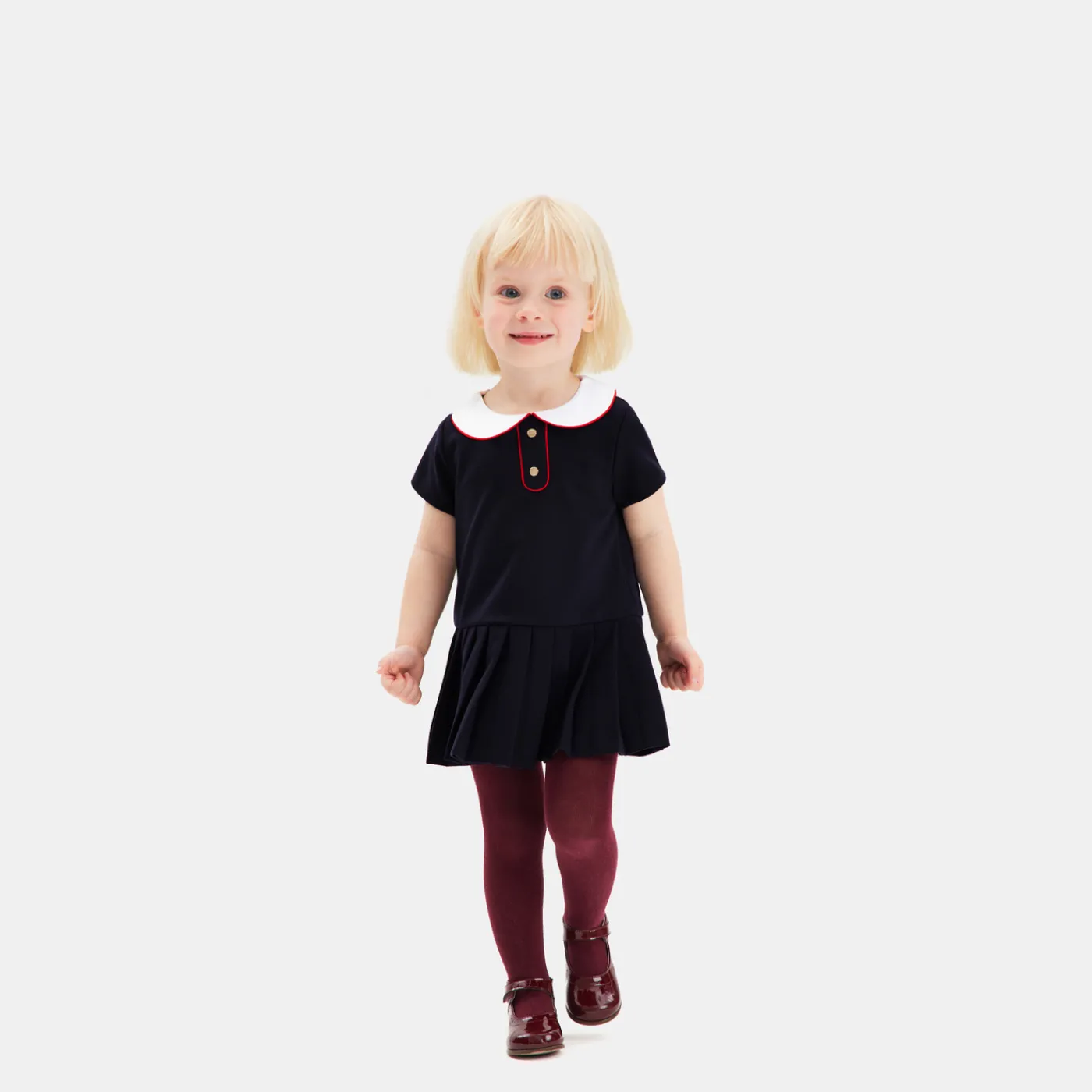 Dresses-Jacadi Baby girl short-sleeved dress Jacadi Navy