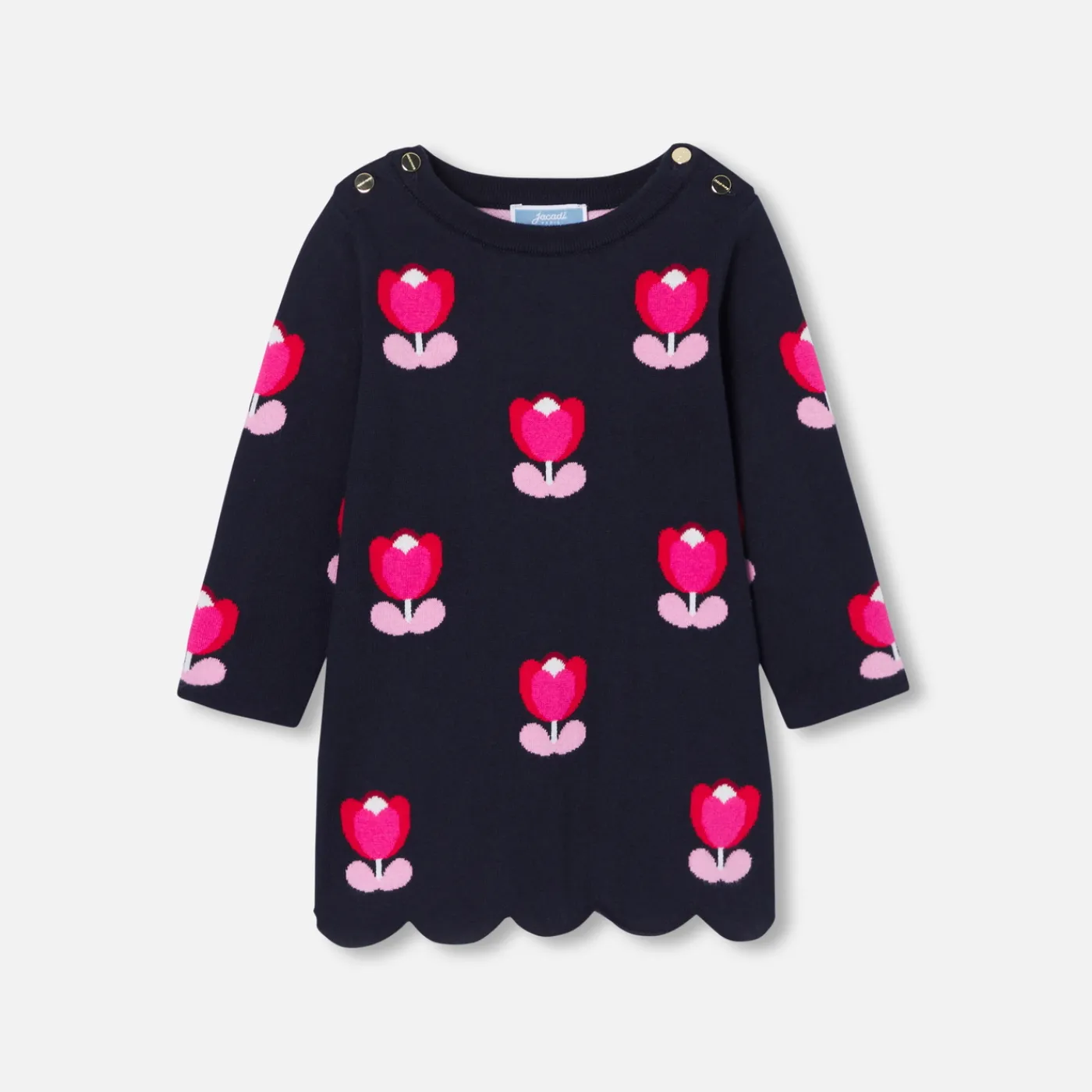 Dresses-Jacadi Baby girl long sleeves dress Jacadi Navy