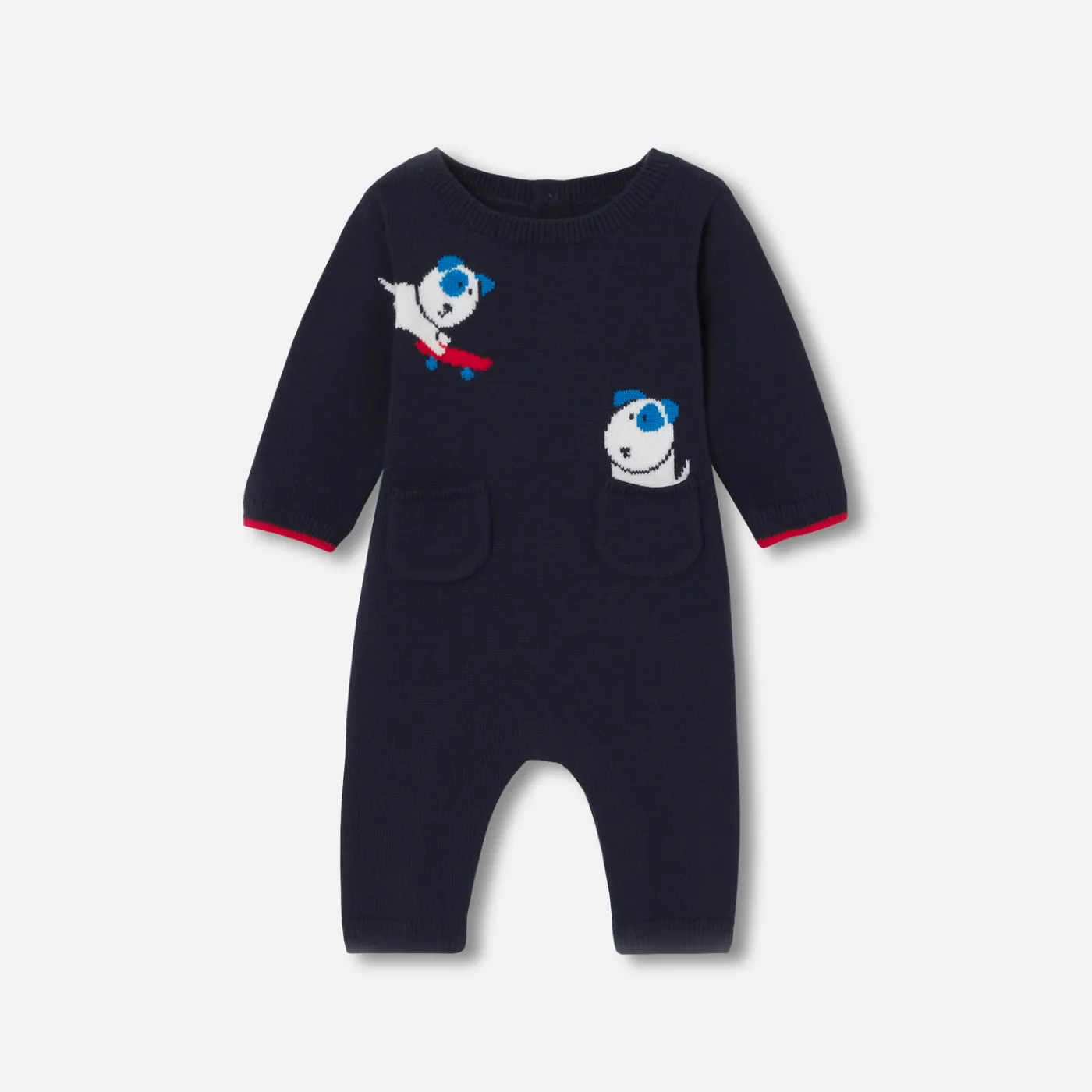 Bloomers, Overalls And Sets-Jacadi Baby boy knitted jumpsuit Navy/Multicolour
