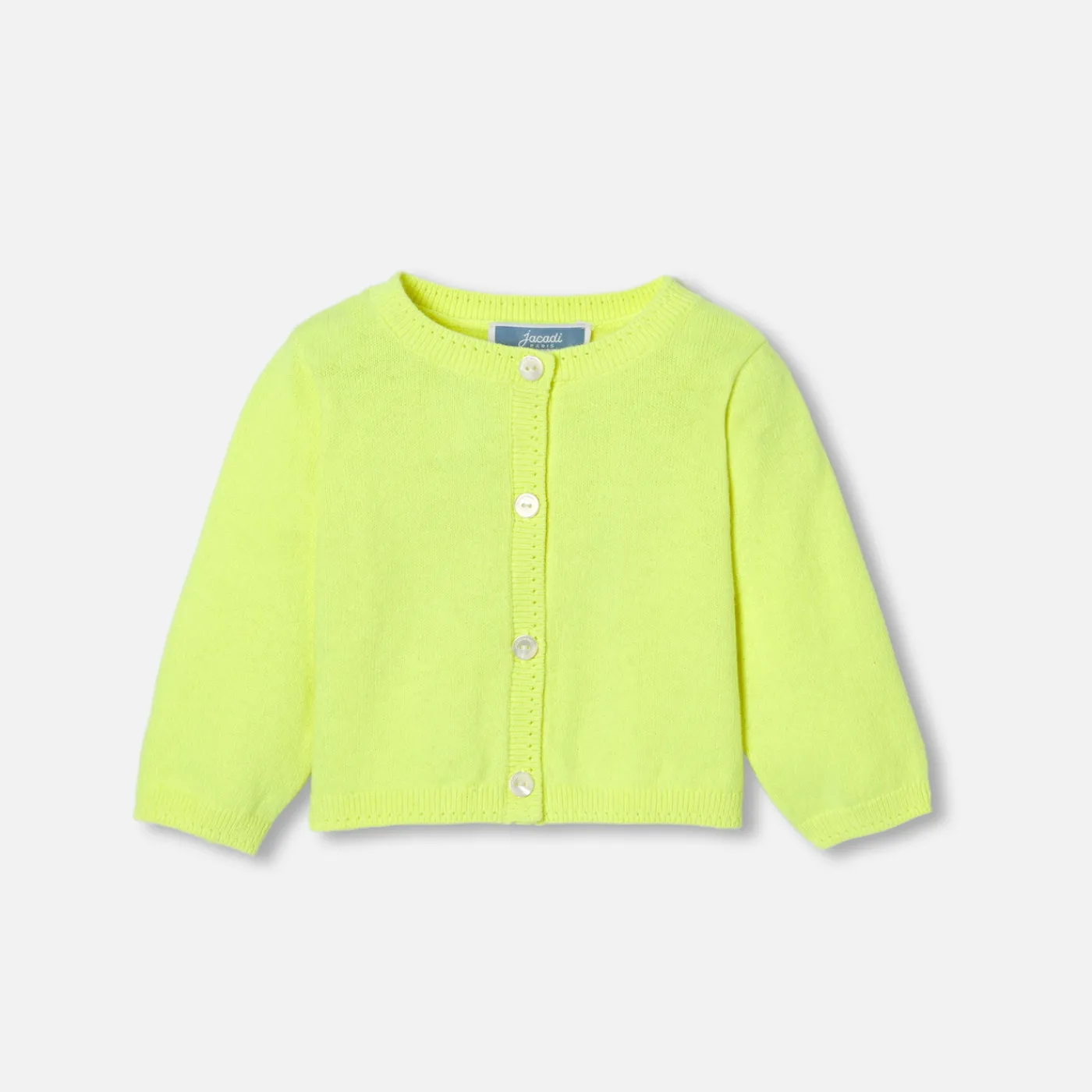 Jumpers, Sweatshirts And Cardigans-Jacadi Baby girl jersey cardigan Neon Yellow