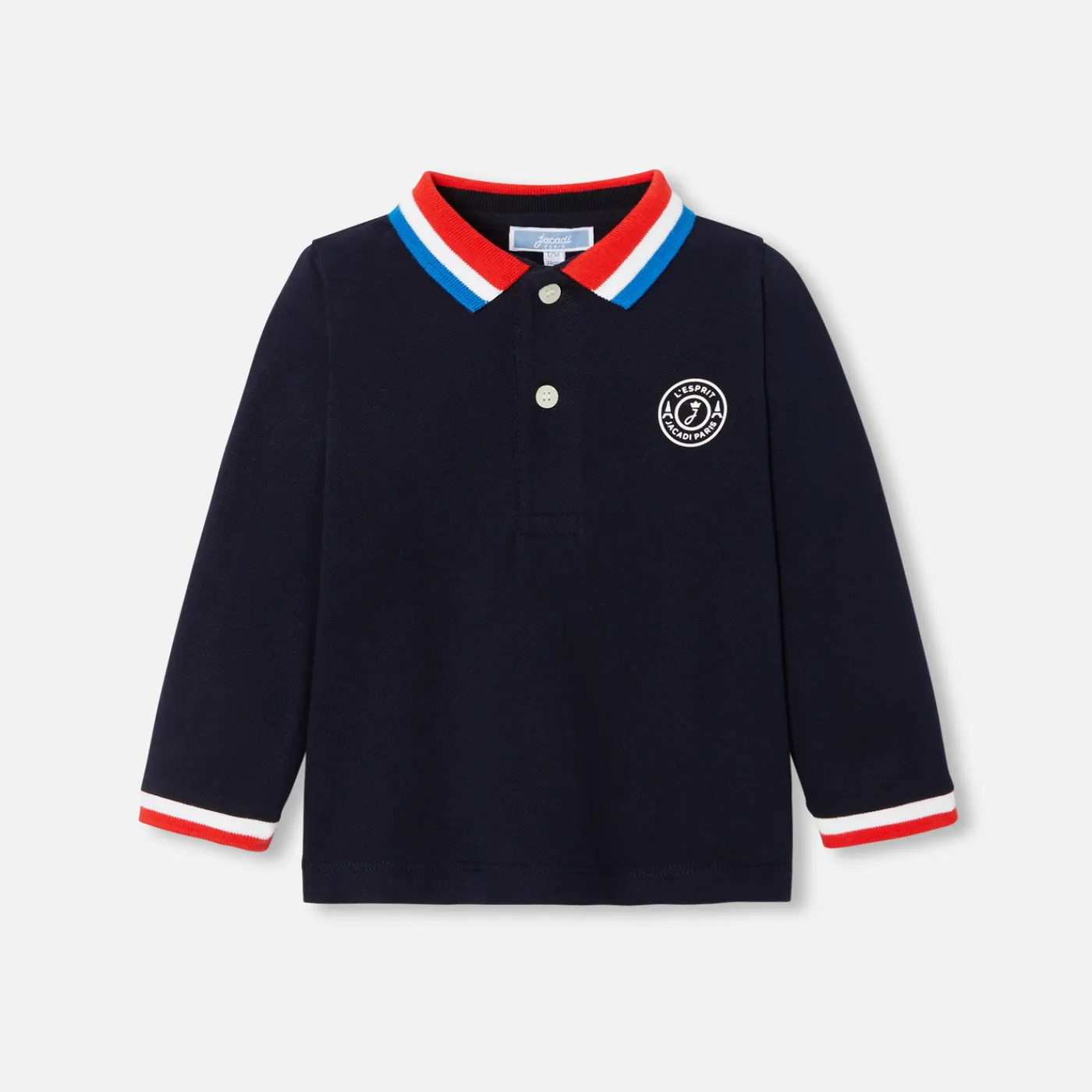 Polos And T-Shirts-Jacadi Long-sleeved baby boy polo shirt Jacadi Navy