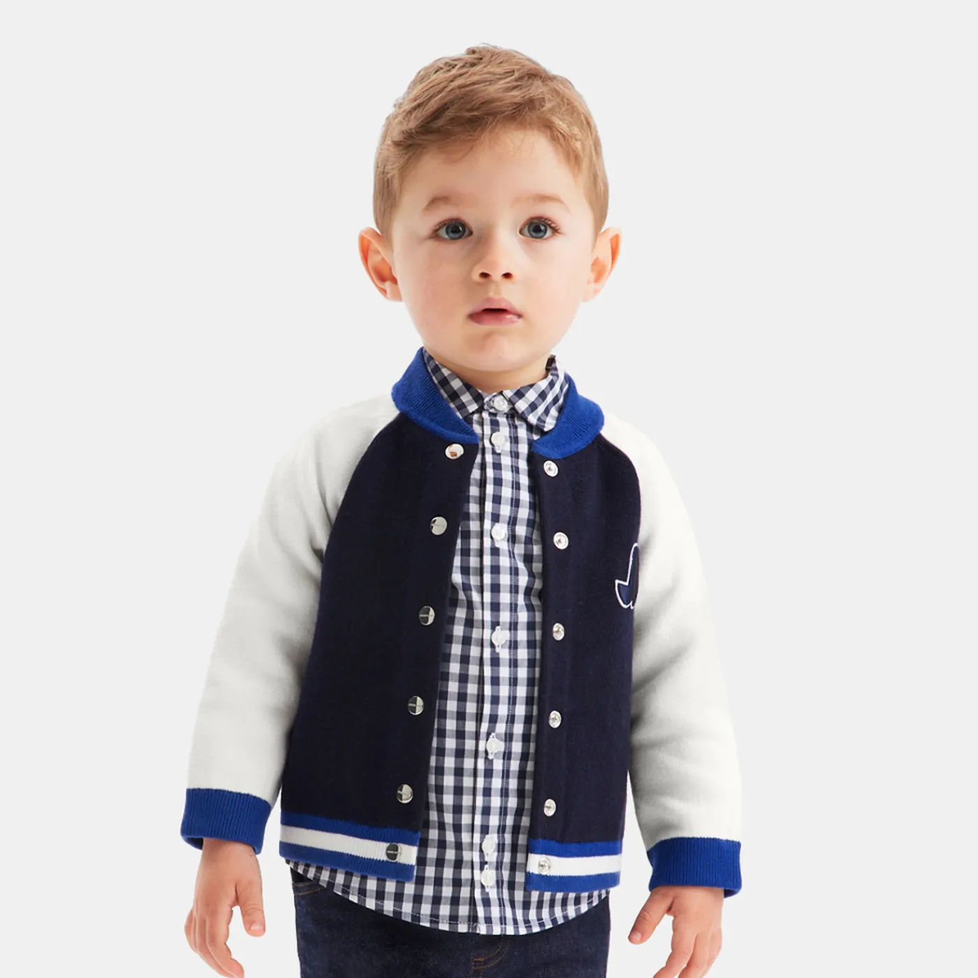 Shirts-Jacadi Baby boy plaid shirt White/Navy