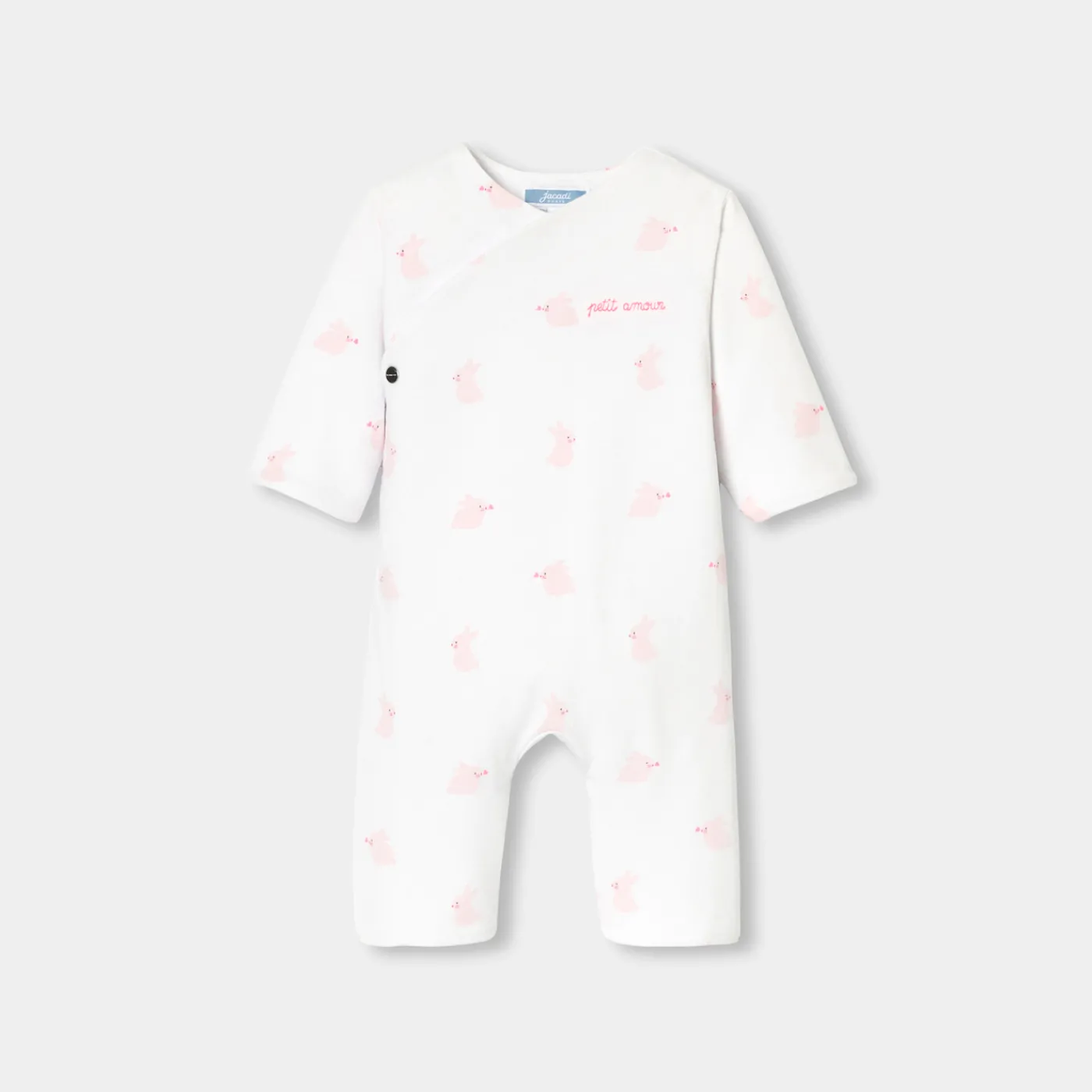 Bloomers, Overalls And Sets-Jacadi Baby girl jersey jumpsuit White/Pink