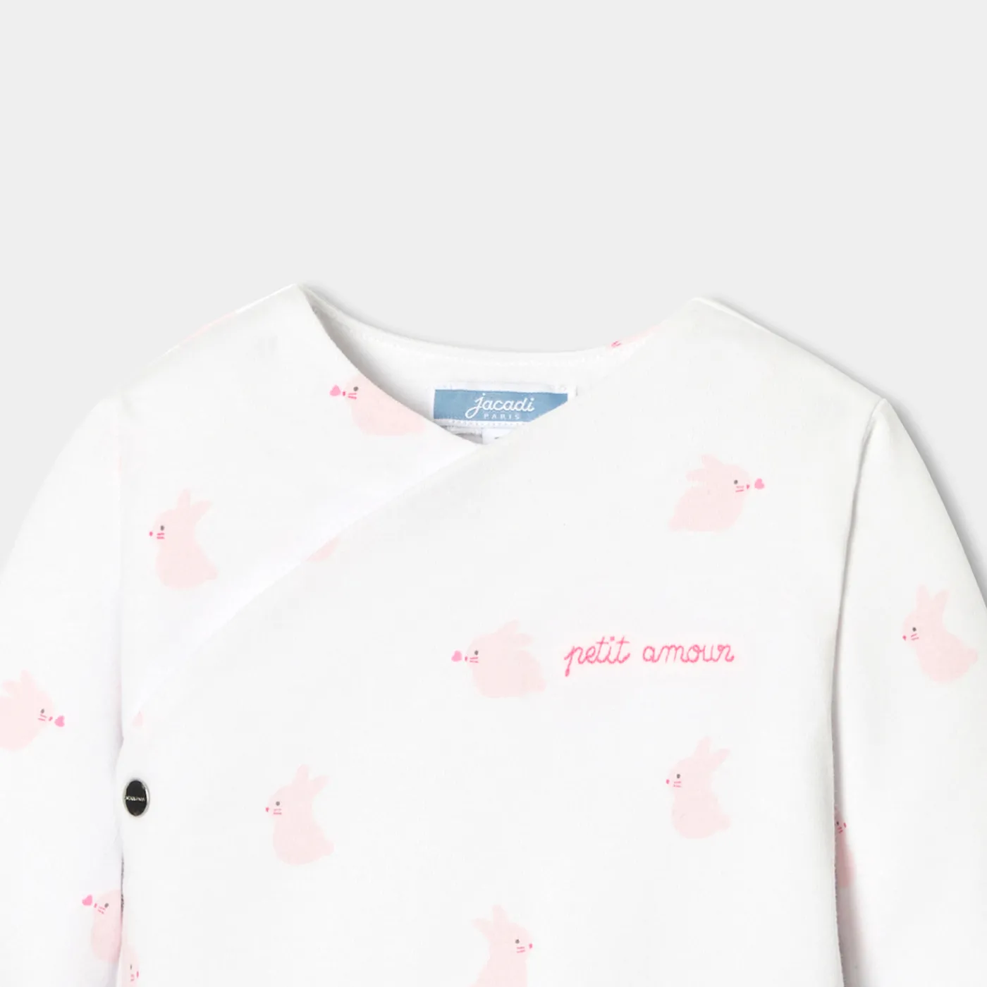 Bloomers, Overalls And Sets-Jacadi Baby girl jersey jumpsuit White/Pink