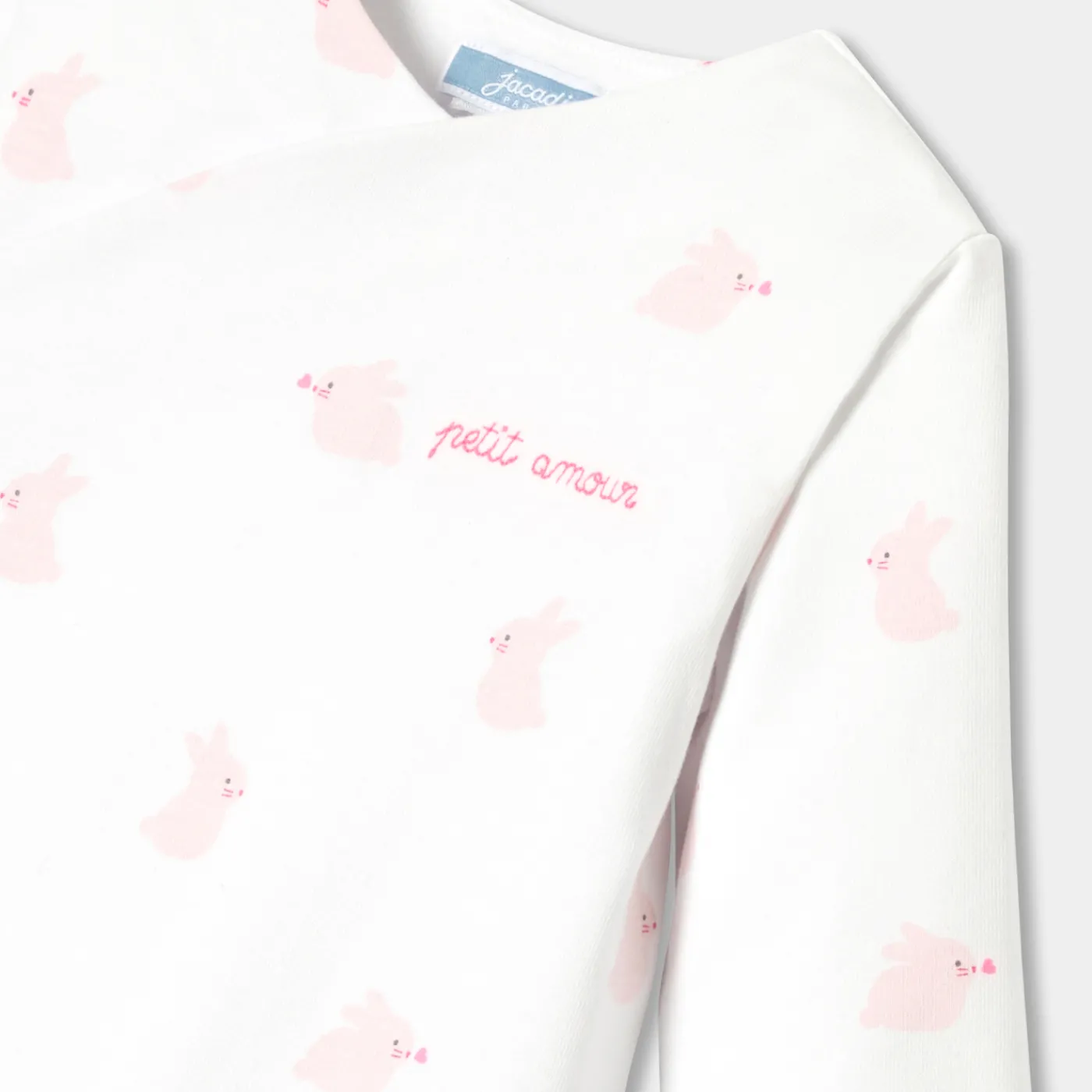 Bloomers, Overalls And Sets-Jacadi Baby girl jersey jumpsuit White/Pink