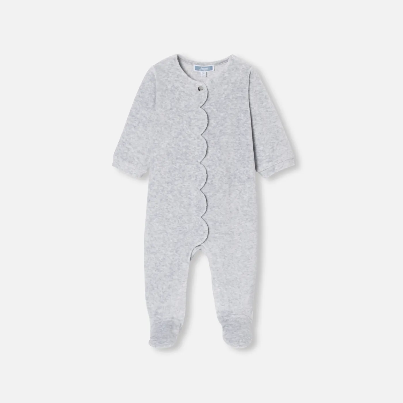 Pajamas-Jacadi Baby girl pajamas in velvet bouclette Jacadi light Heather Grey