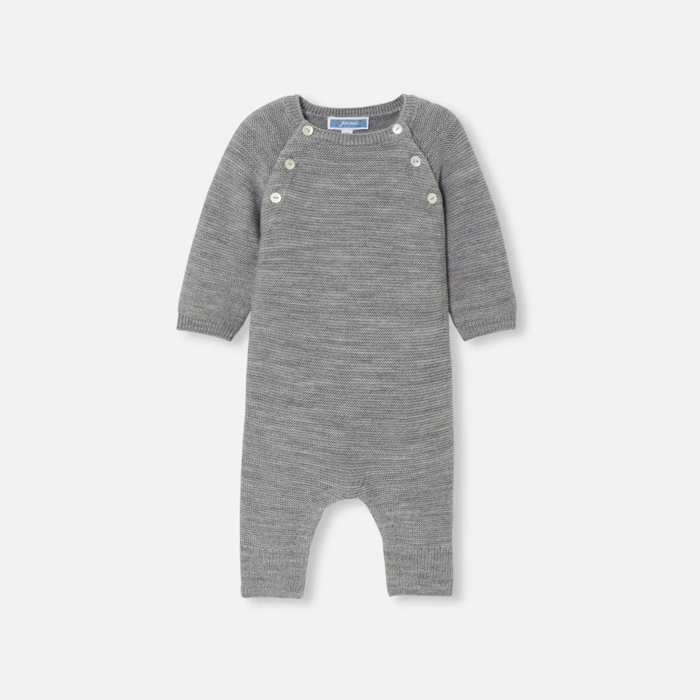 Bloomers, Overalls And Sets-Jacadi Baby merino wool jumpsuit Jacadi light Heather Grey
