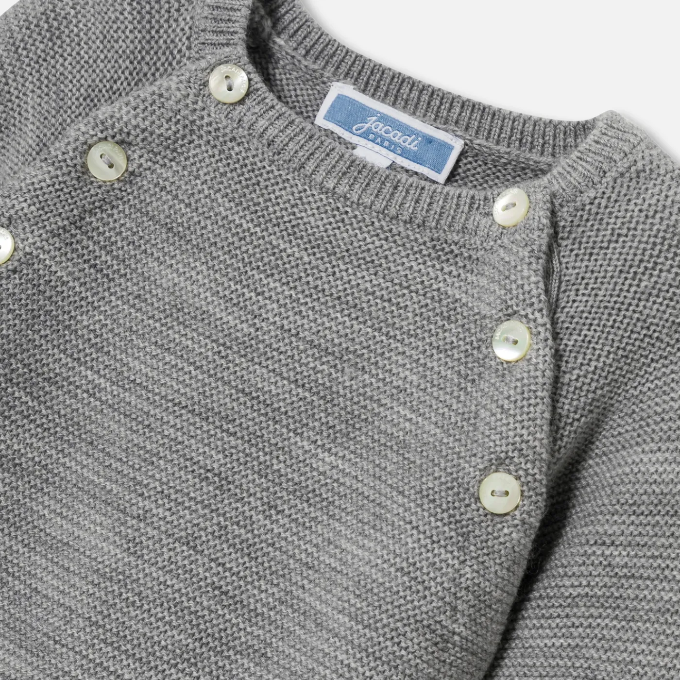 Bloomers, Overalls And Sets-Jacadi Baby merino wool jumpsuit Jacadi light Heather Grey