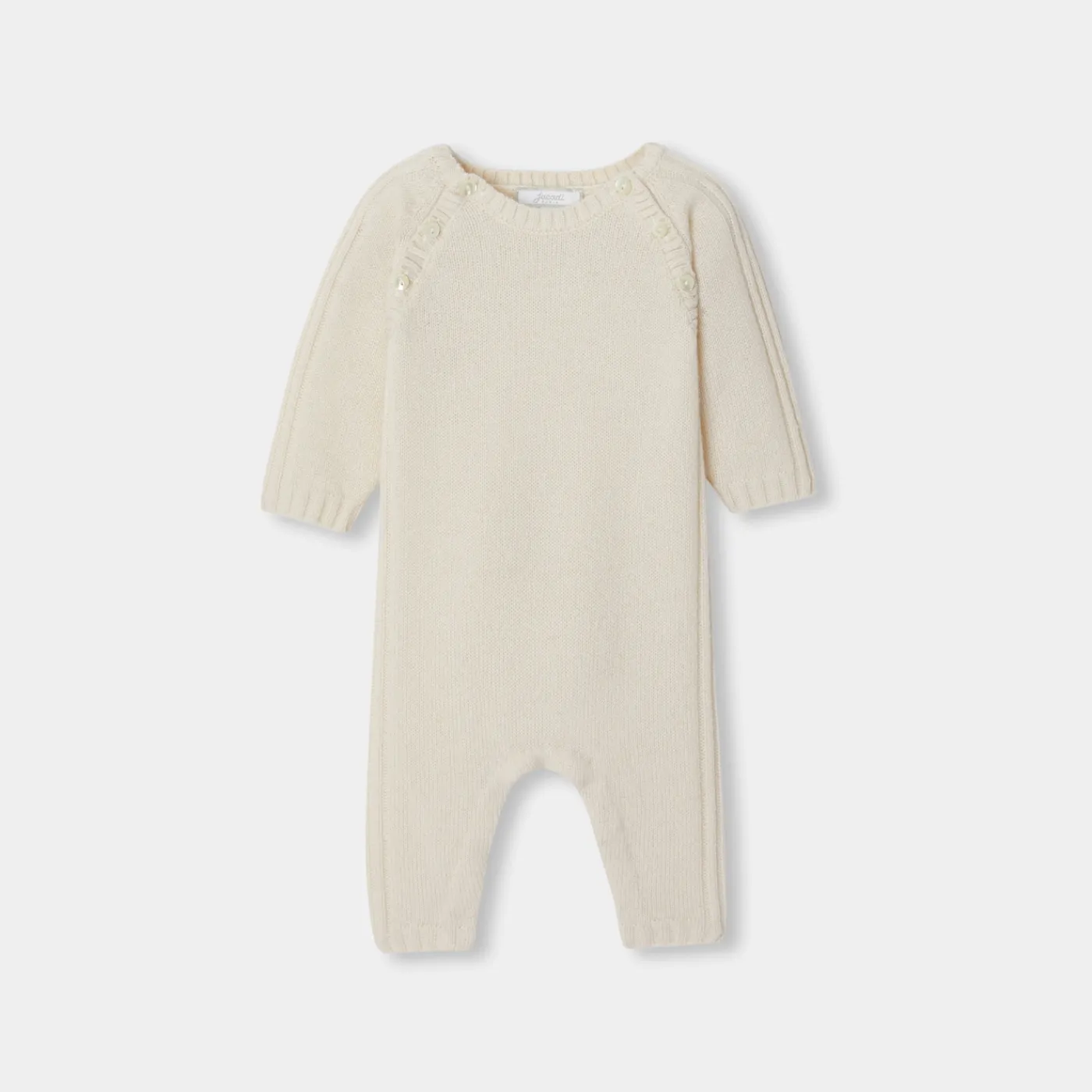 Bloomers, Overalls And Sets-Jacadi Baby cashmere jumpsuit Jacadi soft white