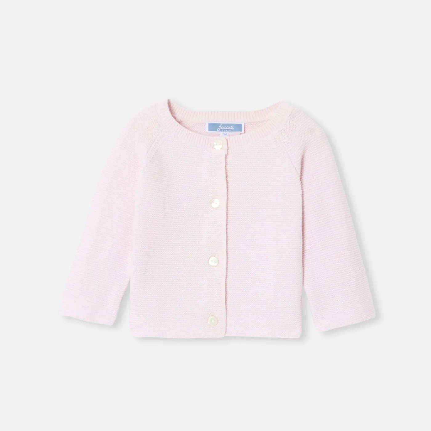 Jumpers, Sweatshirts And Cardigans-Jacadi Baby girl wool and cotton cardigan Jacadi pale Pink