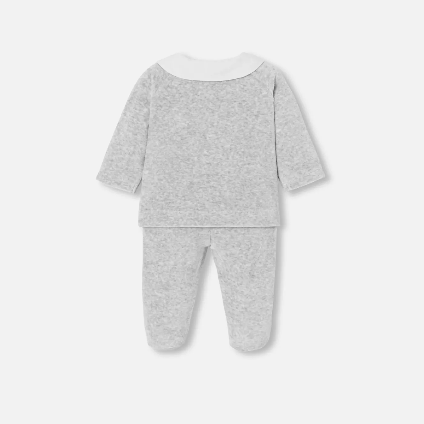 Bloomers, Overalls And Sets-Jacadi Velvet baby comfort set Jacadi light Heather Grey