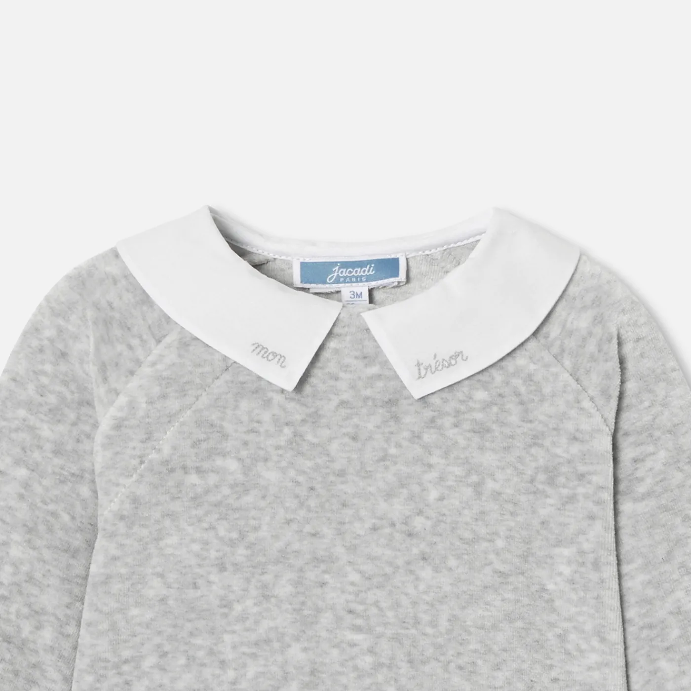 Bloomers, Overalls And Sets-Jacadi Velvet baby comfort set Jacadi light Heather Grey