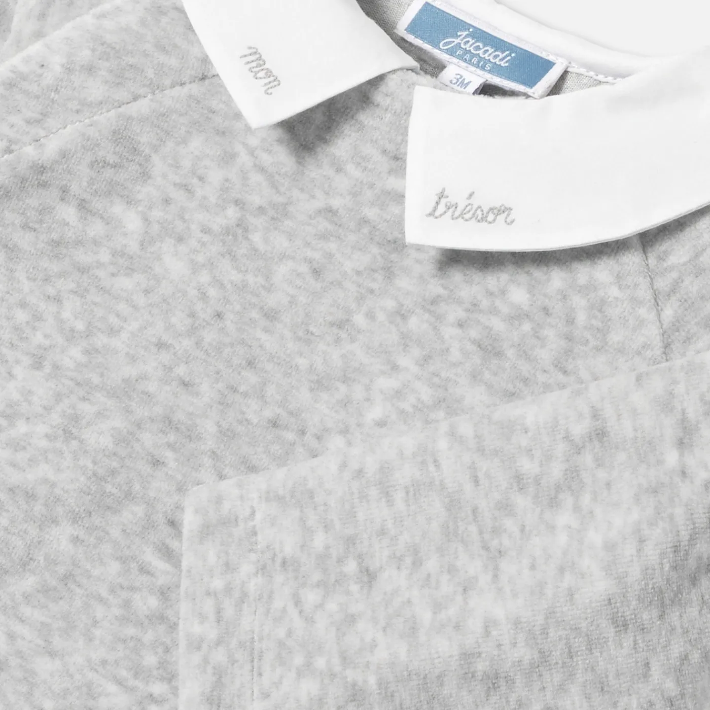 Bloomers, Overalls And Sets-Jacadi Velvet baby comfort set Jacadi light Heather Grey