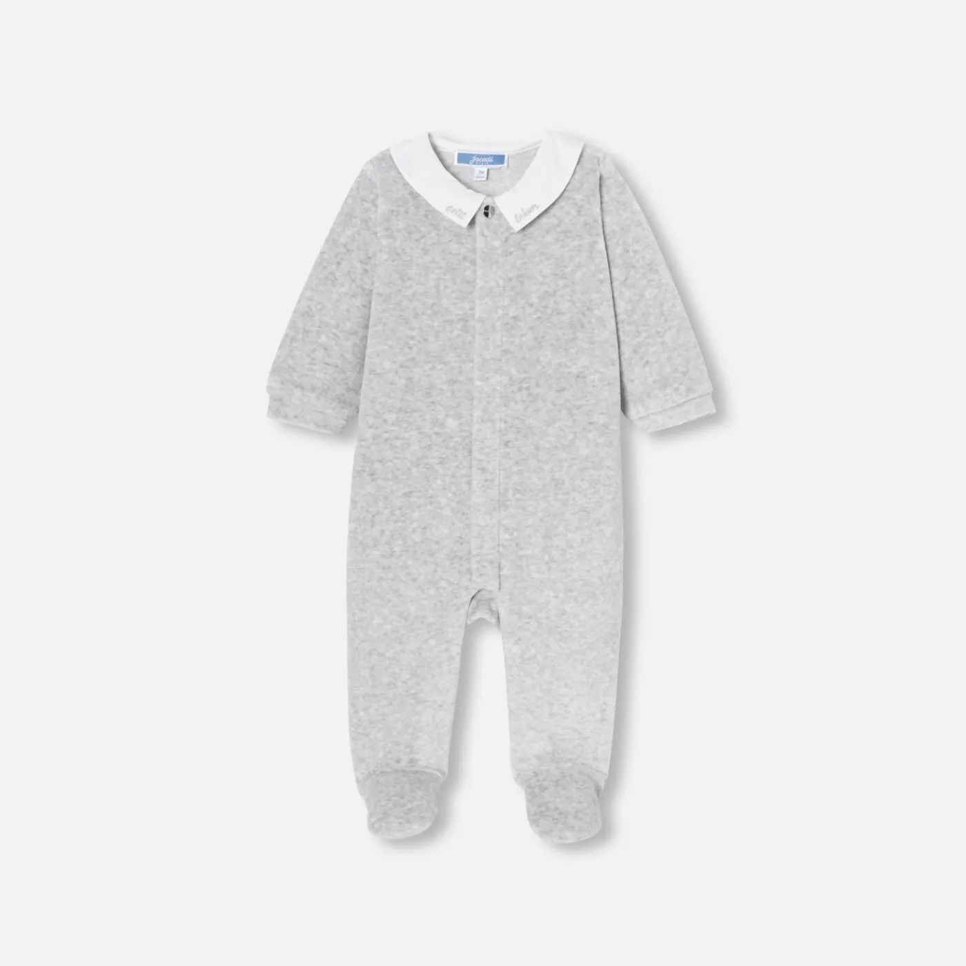 Pajamas|Pajamas-Jacadi Baby velvet pajamas Jacadi light Heather Grey