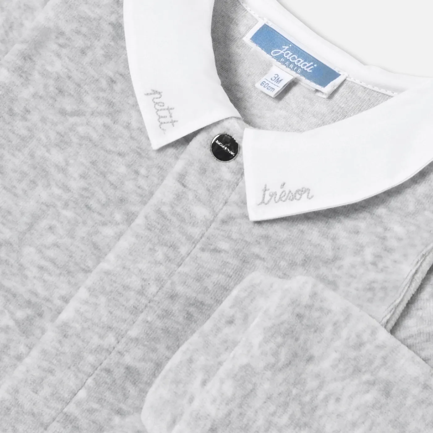 Pajamas|Pajamas-Jacadi Baby velvet pajamas Jacadi light Heather Grey