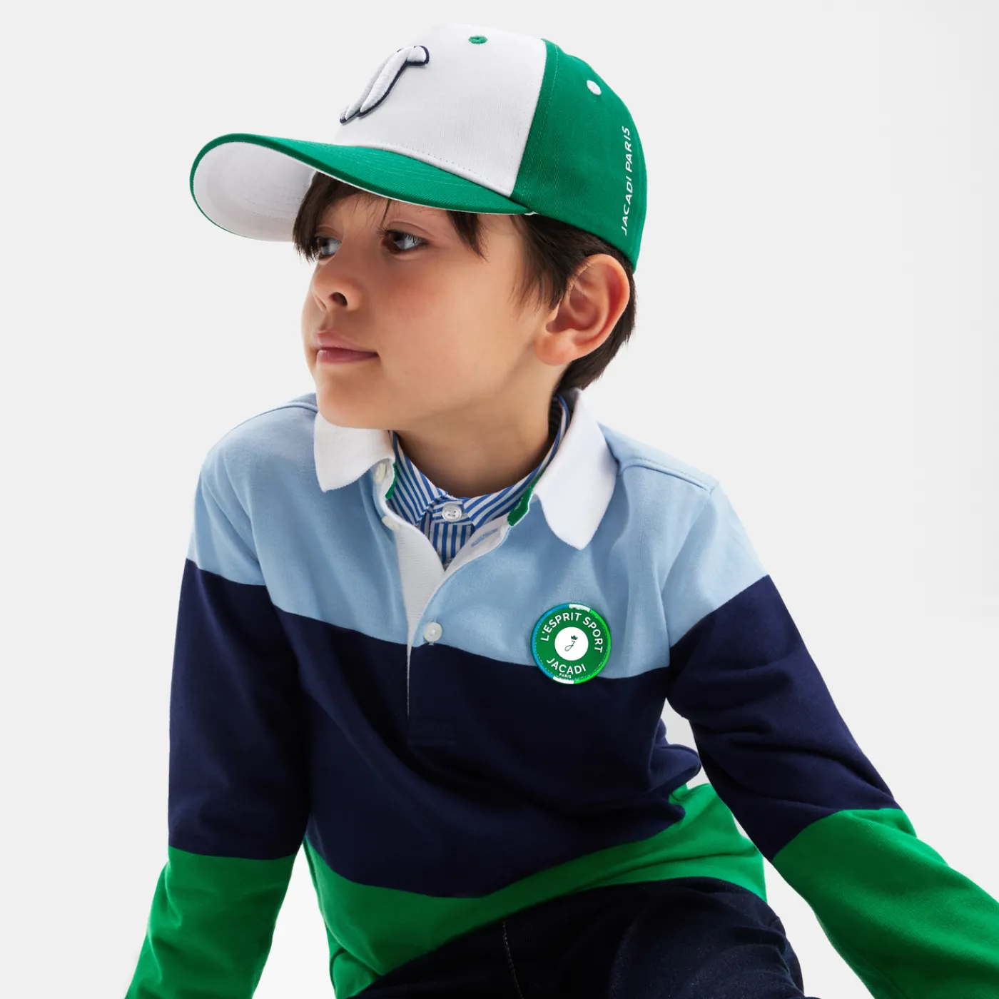 T-Shirts And Polo Shirts-Jacadi Boy long-sleeved polo Green/Multicolour