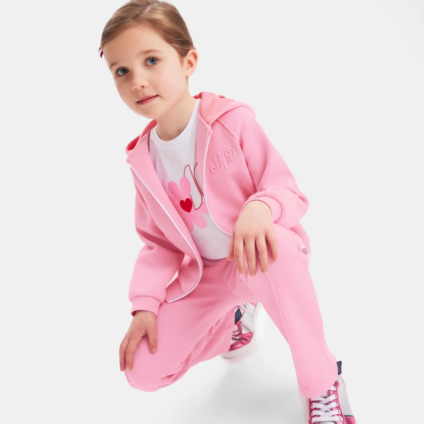 Cardigans, Sweaters And Sweatshirts-Jacadi Girl zip-up sweatshirt Soft Pink
