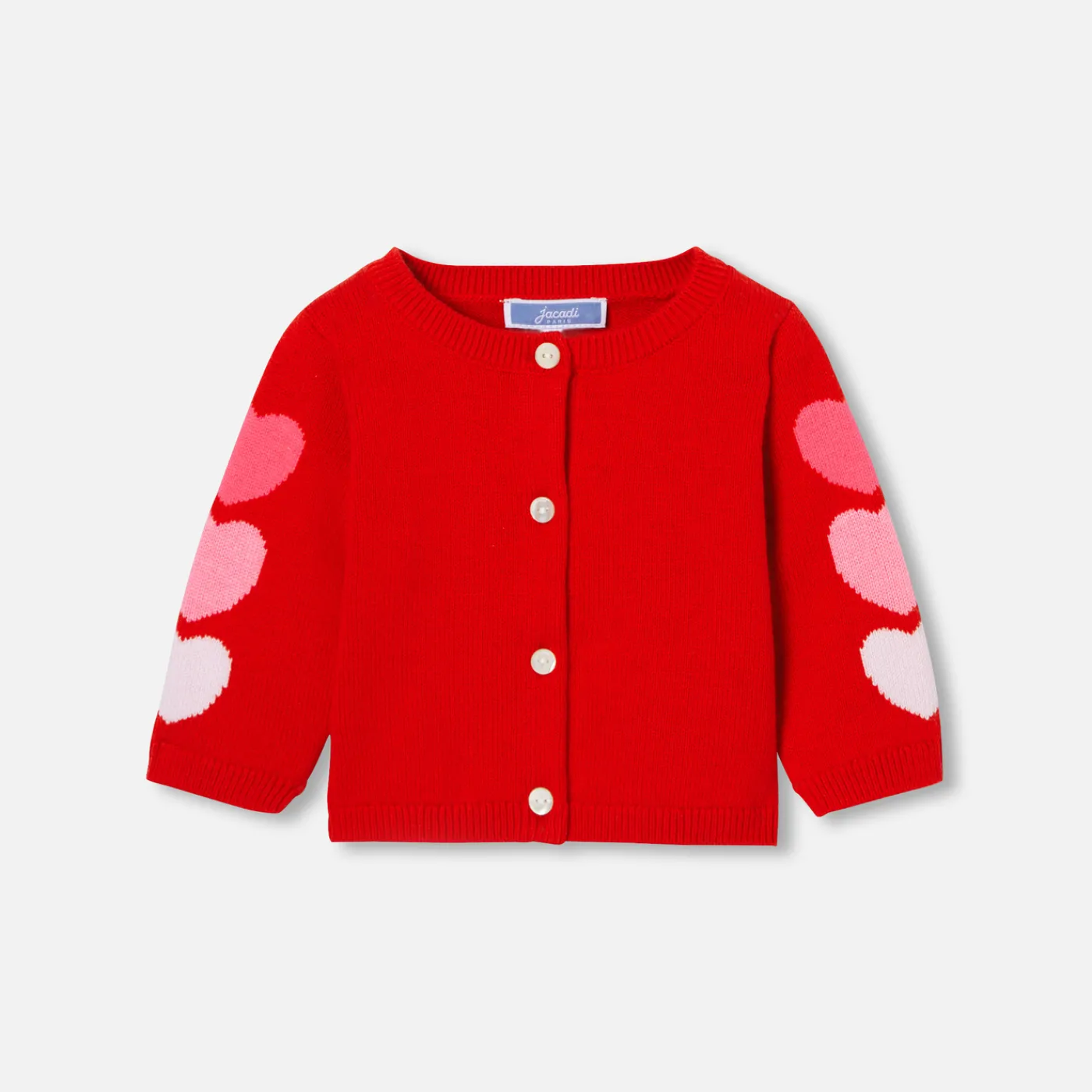 Jumpers, Sweatshirts And Cardigans-Jacadi Baby girl cardigan with hearts Red/Multicolout