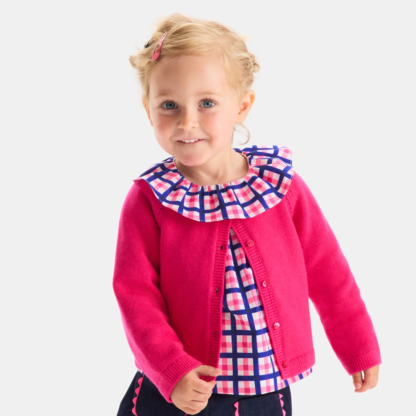 Blouses-Jacadi Baby girl checked blouse White/Multicolour