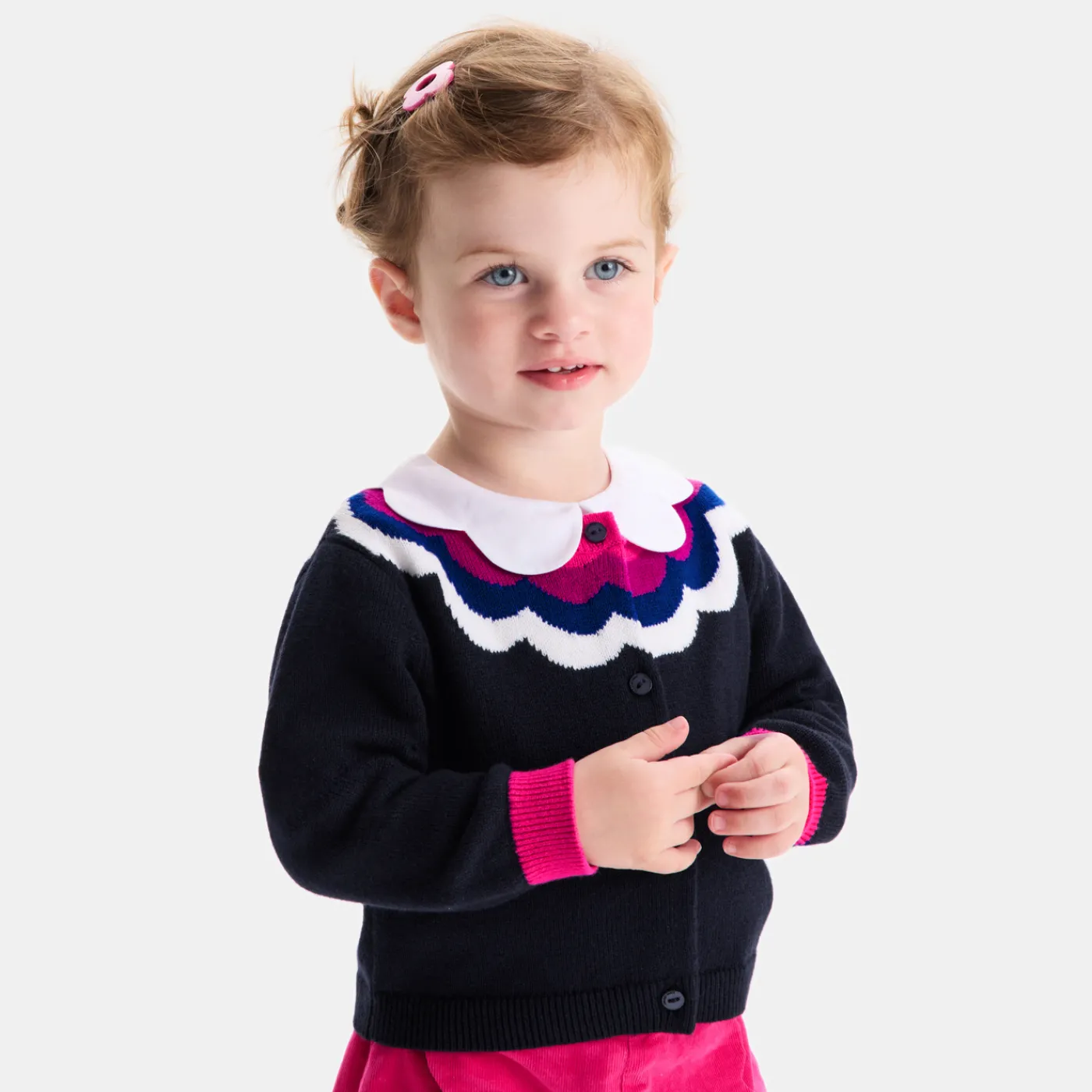 Cardigans, Sweaters And Sweatshirts-Jacadi Baby girl cardigan Navy/Multicolour
