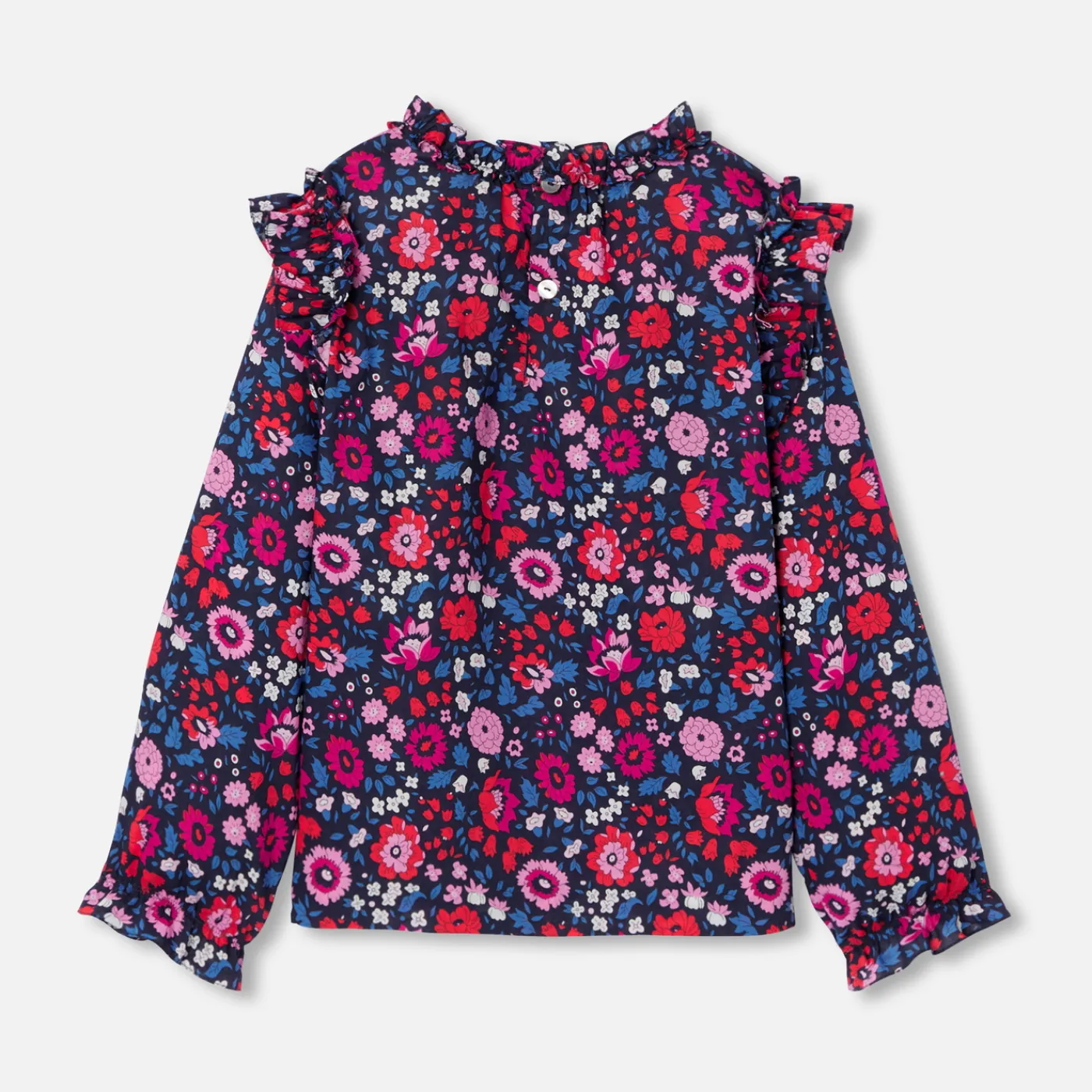 Blouses And Shirts-Jacadi Girl blouse in Liberty fabric Navy/Multicolour