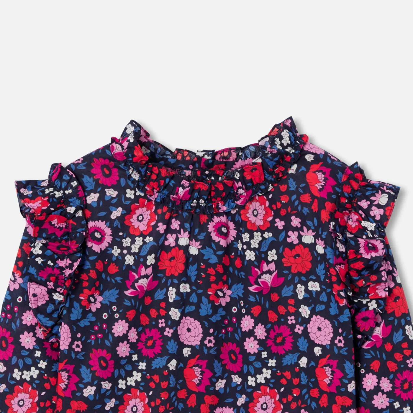 Blouses And Shirts-Jacadi Girl blouse in Liberty fabric Navy/Multicolour