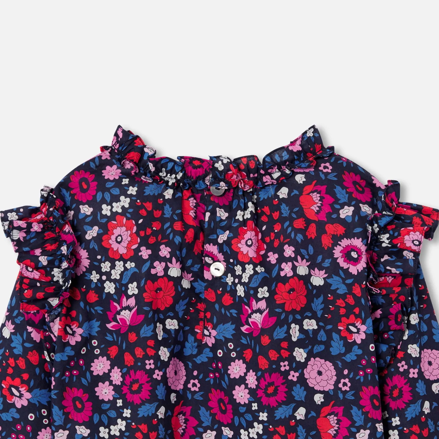 Blouses And Shirts-Jacadi Girl blouse in Liberty fabric Navy/Multicolour
