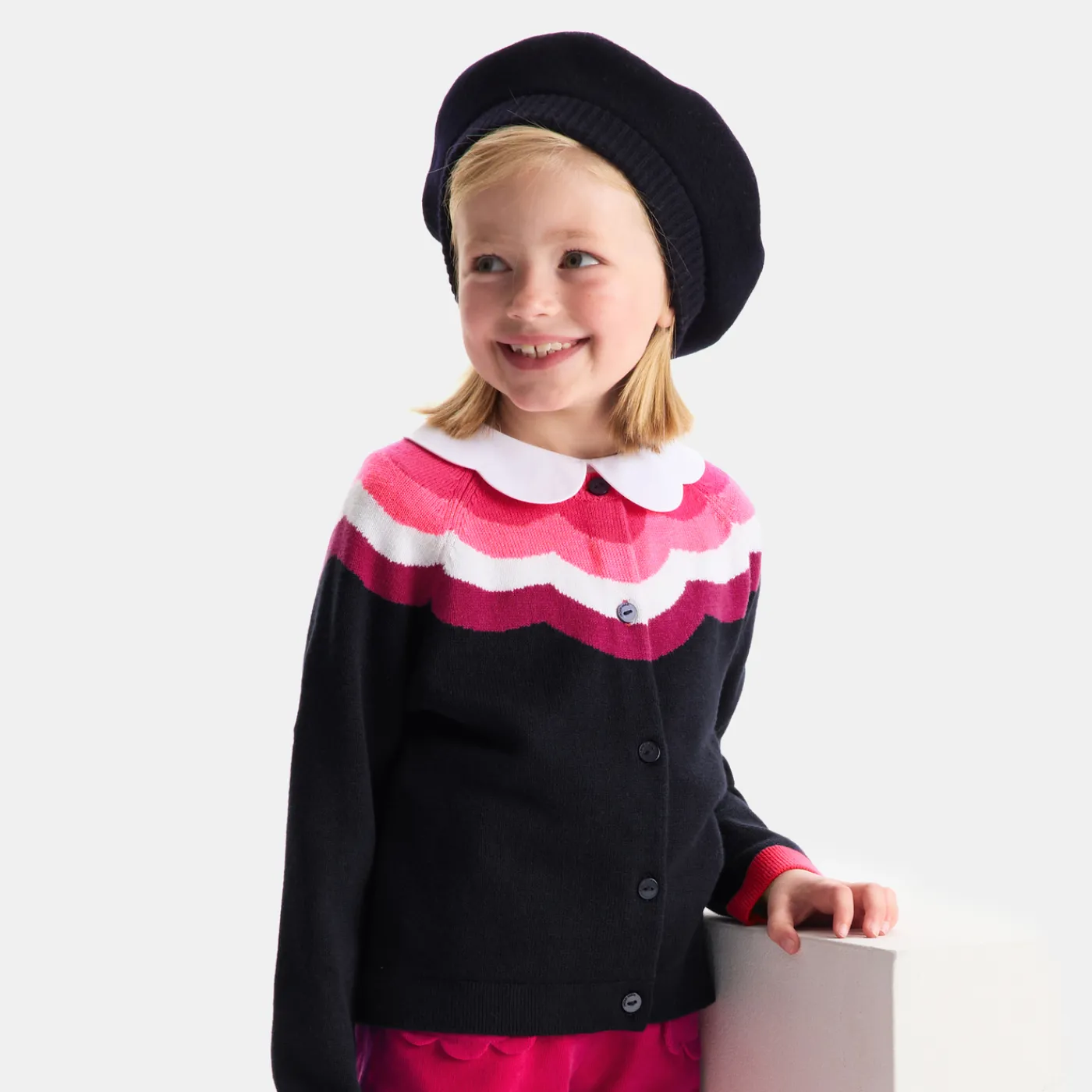 Cardigans, Sweaters And Sweatshirts-Jacadi Girl cardigan Navy/Multicolour