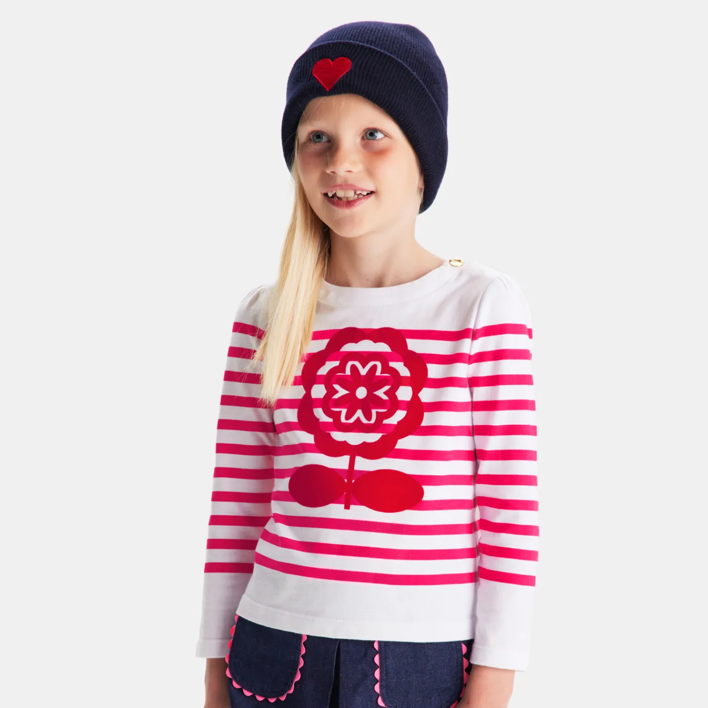 T-Shirts, Polo Shirts-Jacadi Girl sailor tee White/Pink