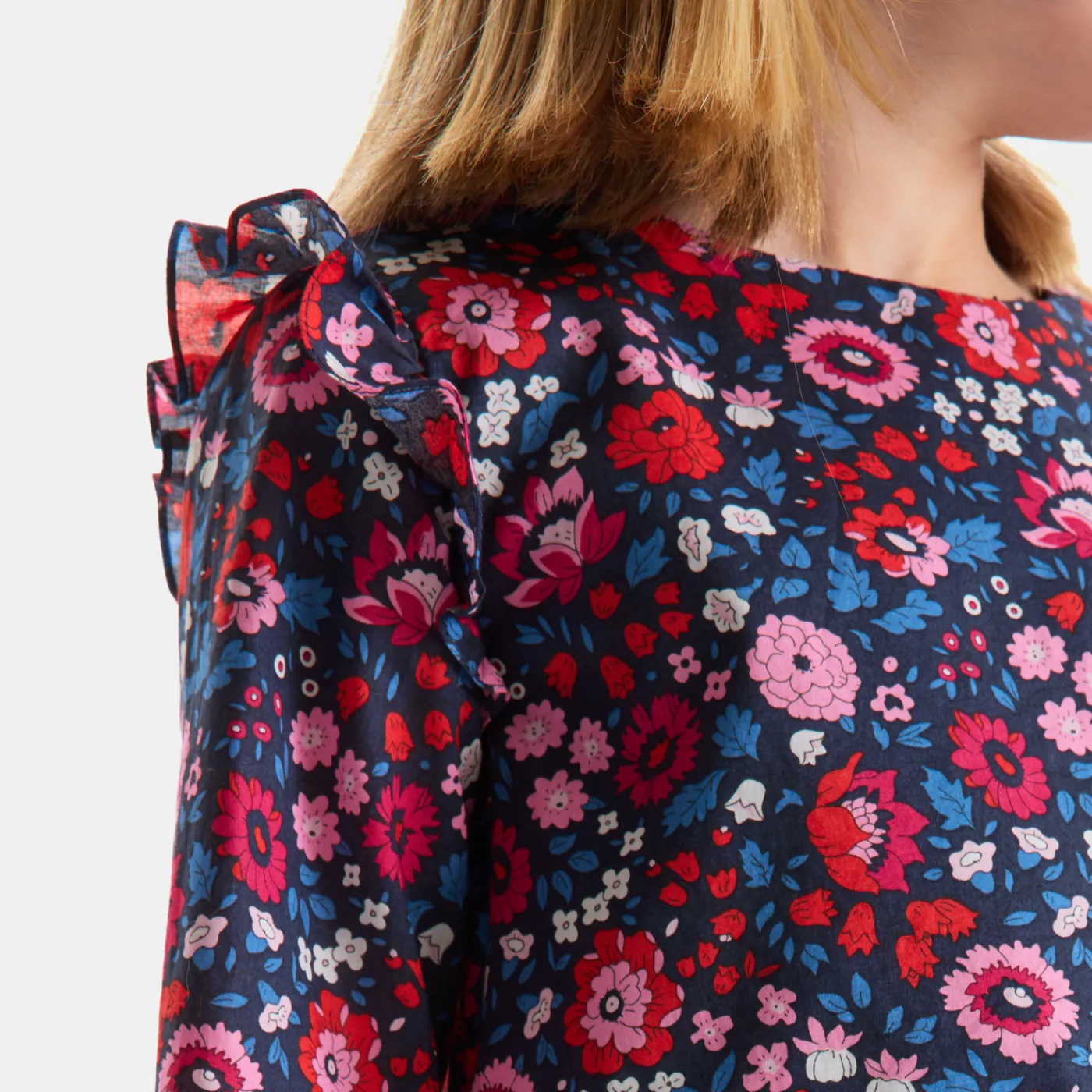 Dresses And Skirts-Jacadi Girl Liberty fabric dress Navy/Multicolour