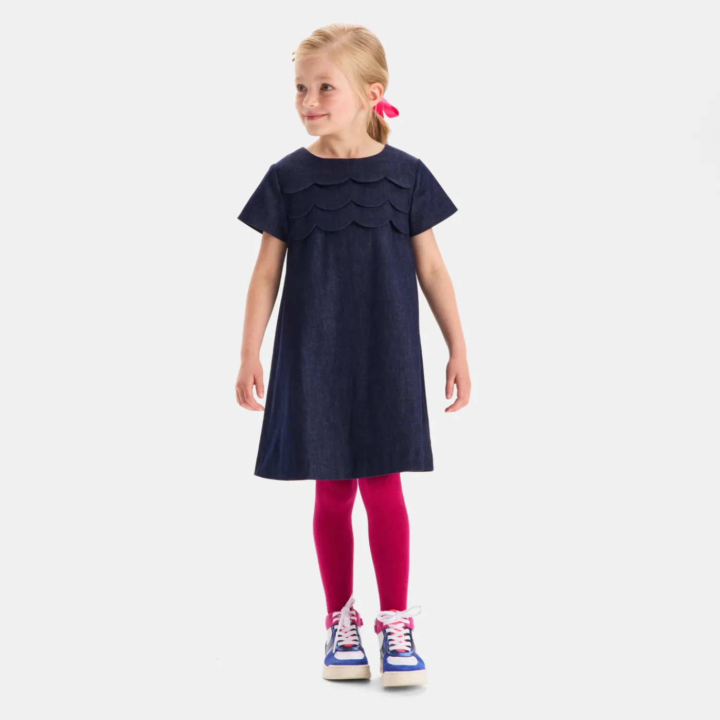Dresses And Skirts-Jacadi Girl denim trapeze dress Dark Denim