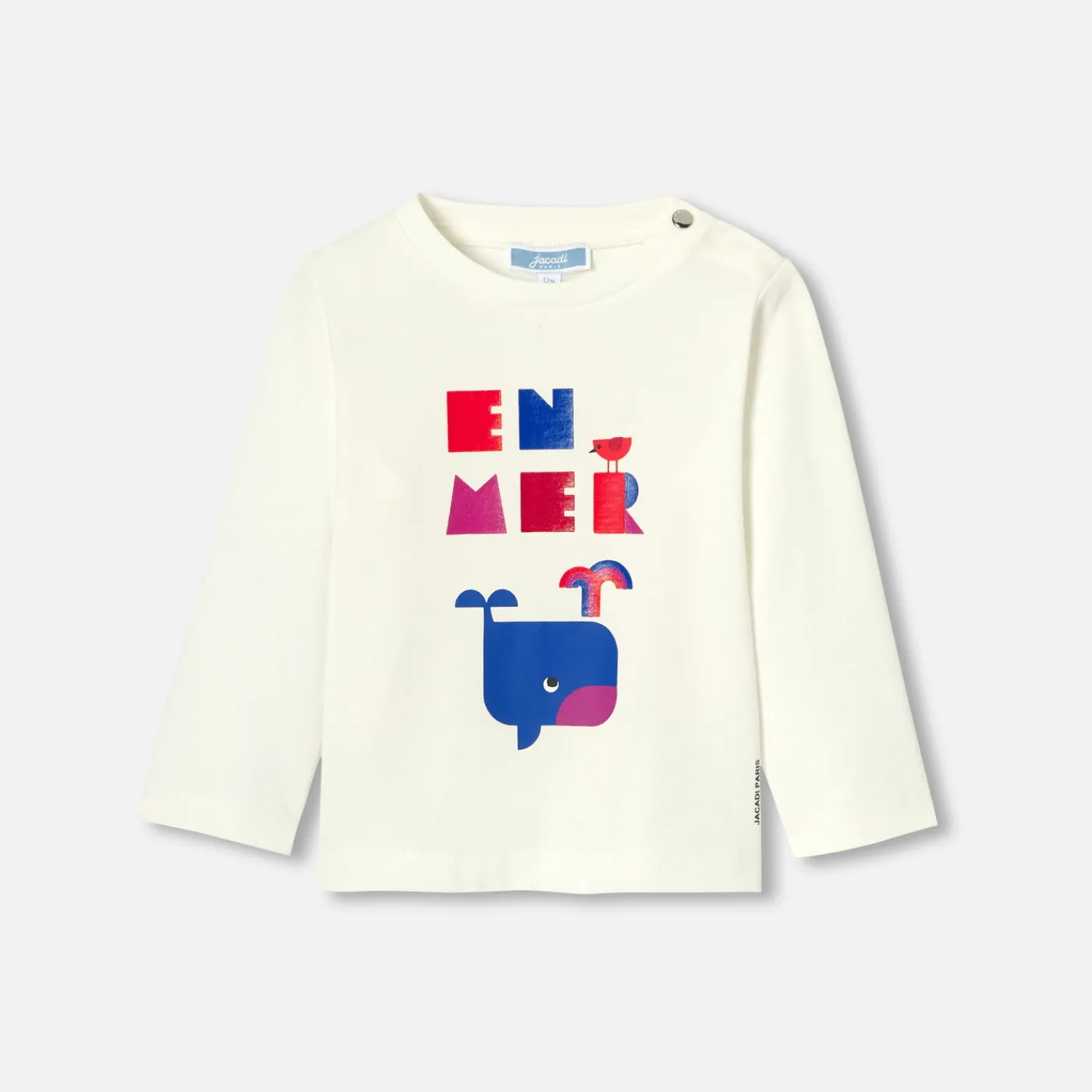 Polos And T-Shirts-Jacadi Long-sleeved baby boy T-shirt Jacadi soft white