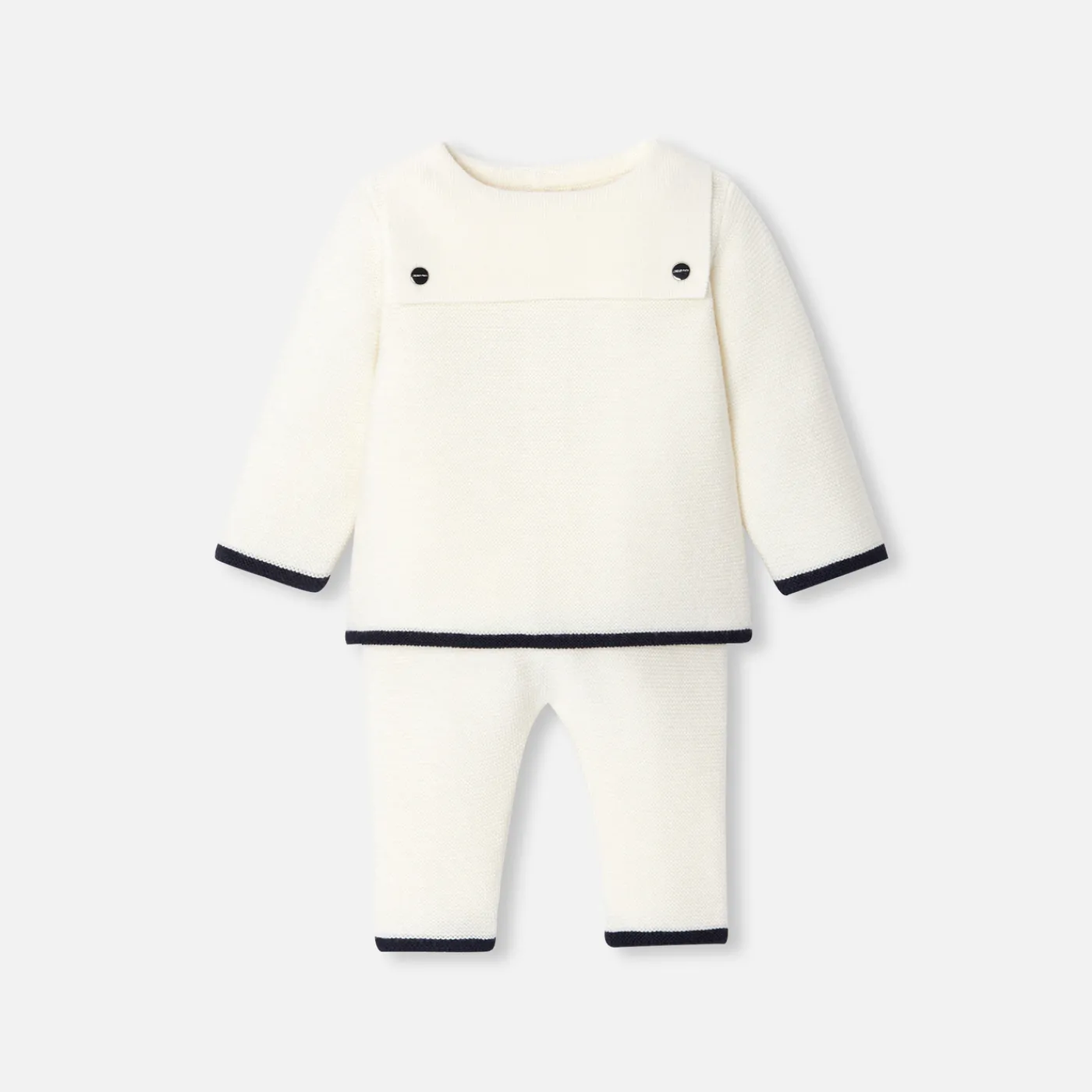 Bloomers, Overalls And Sets-Jacadi Baby garter stitch set Jacadi soft white