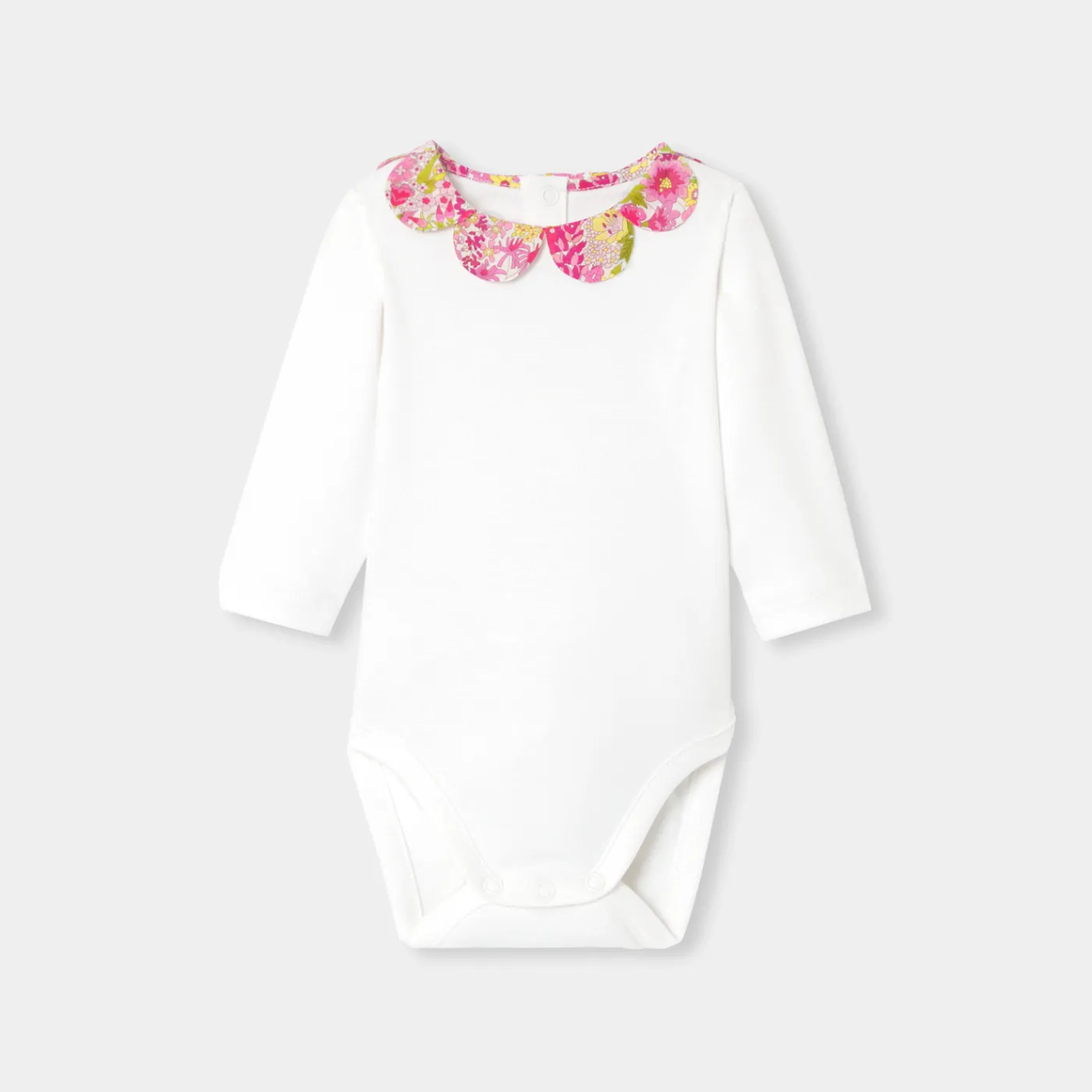 Bodysuits-Jacadi Baby girl long sleeves bodysuit White/Multicolour