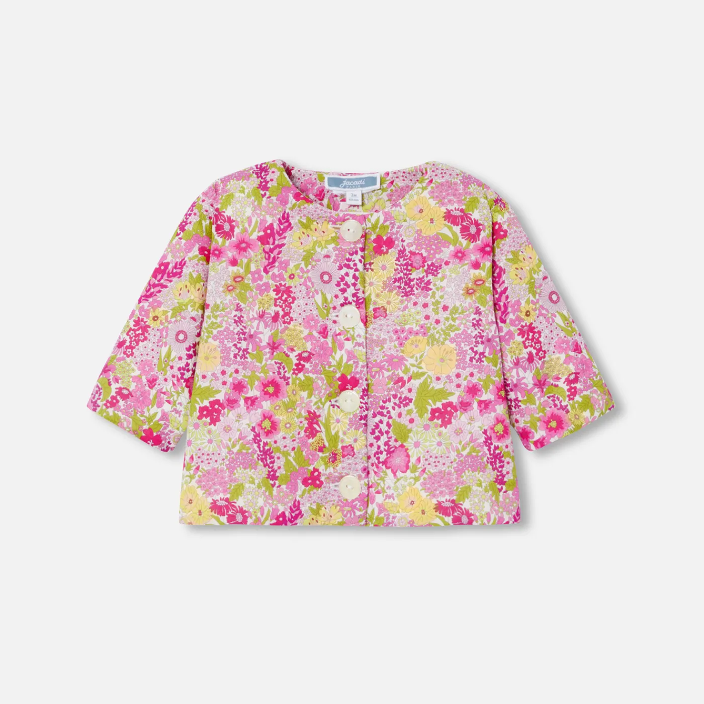 Jumpers, Sweatshirts And Cardigans-Jacadi Baby girl cardigan in Liberty fabric Pink/Multicolour