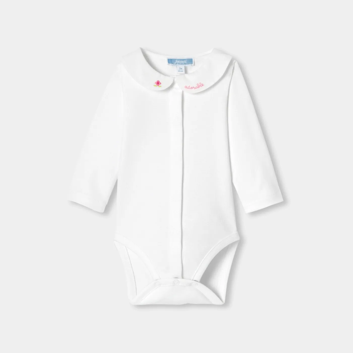 Bodysuits-Jacadi Baby girl long-sleeved bodysuit Jacadi White