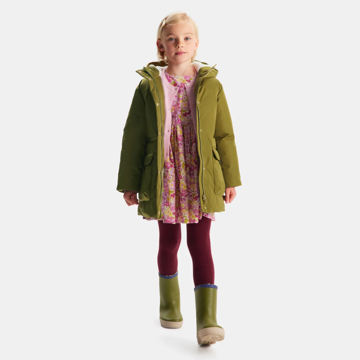 Coats And Outerwear-Jacadi Girl sherpa-lined parka Khaki