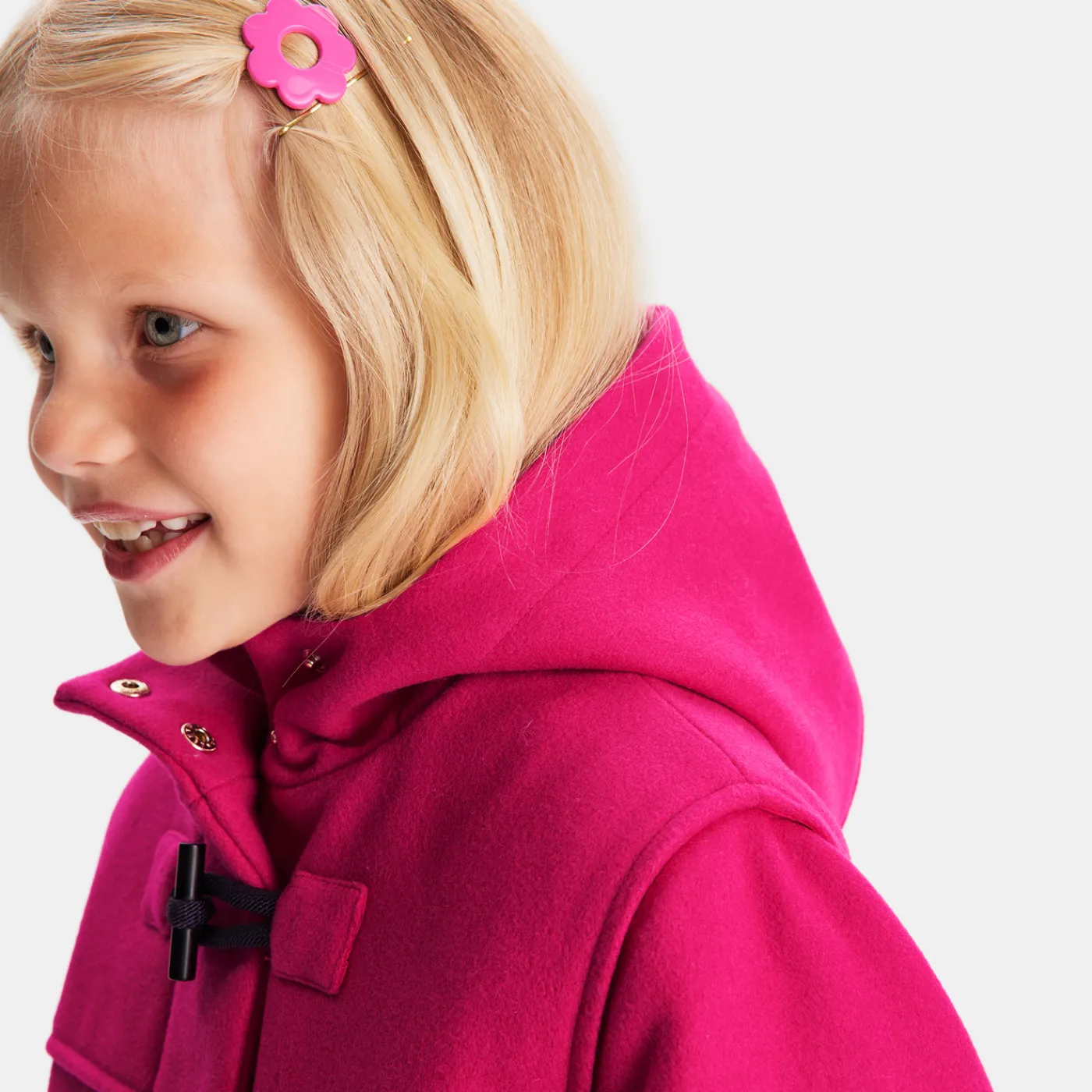 Coats And Outerwear|Girl Coats & Puffer Jackets-Jacadi Girl wool duffle-coat Grenadine Pink