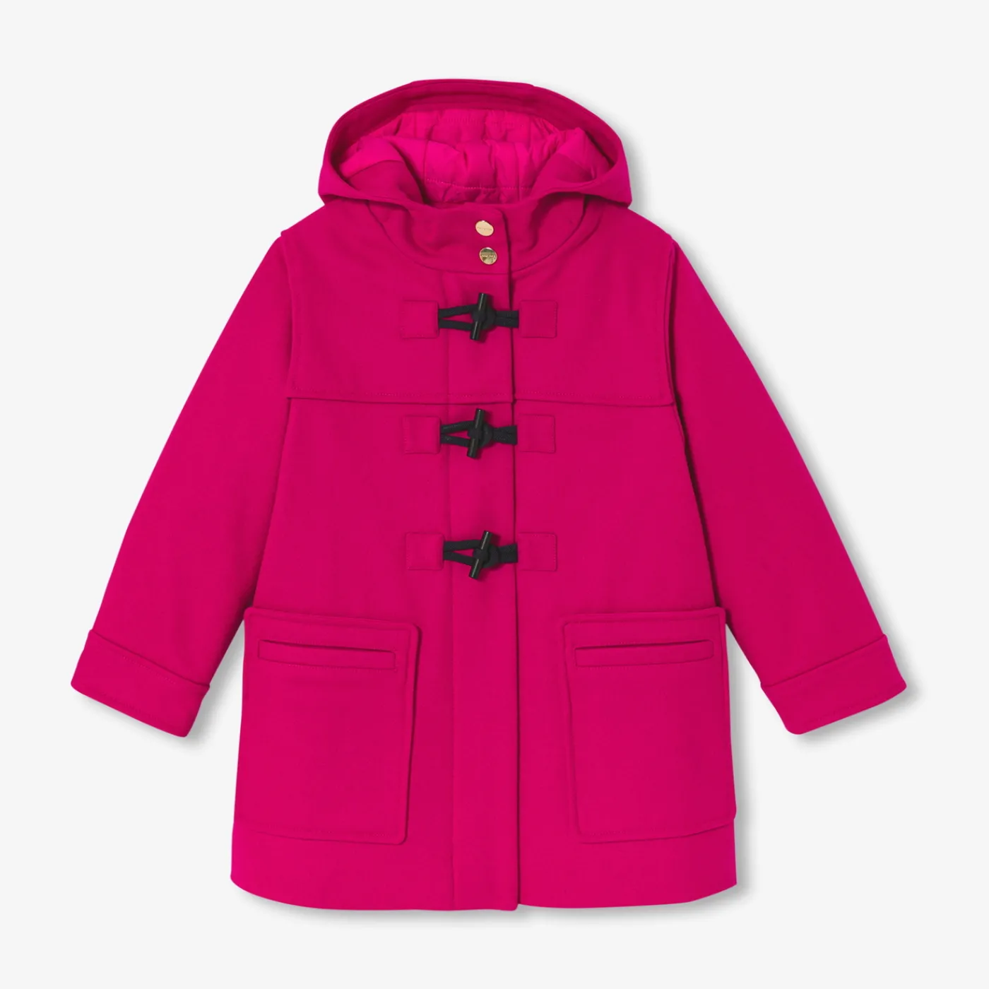Coats And Outerwear|Girl Coats & Puffer Jackets-Jacadi Girl wool duffle-coat Grenadine Pink