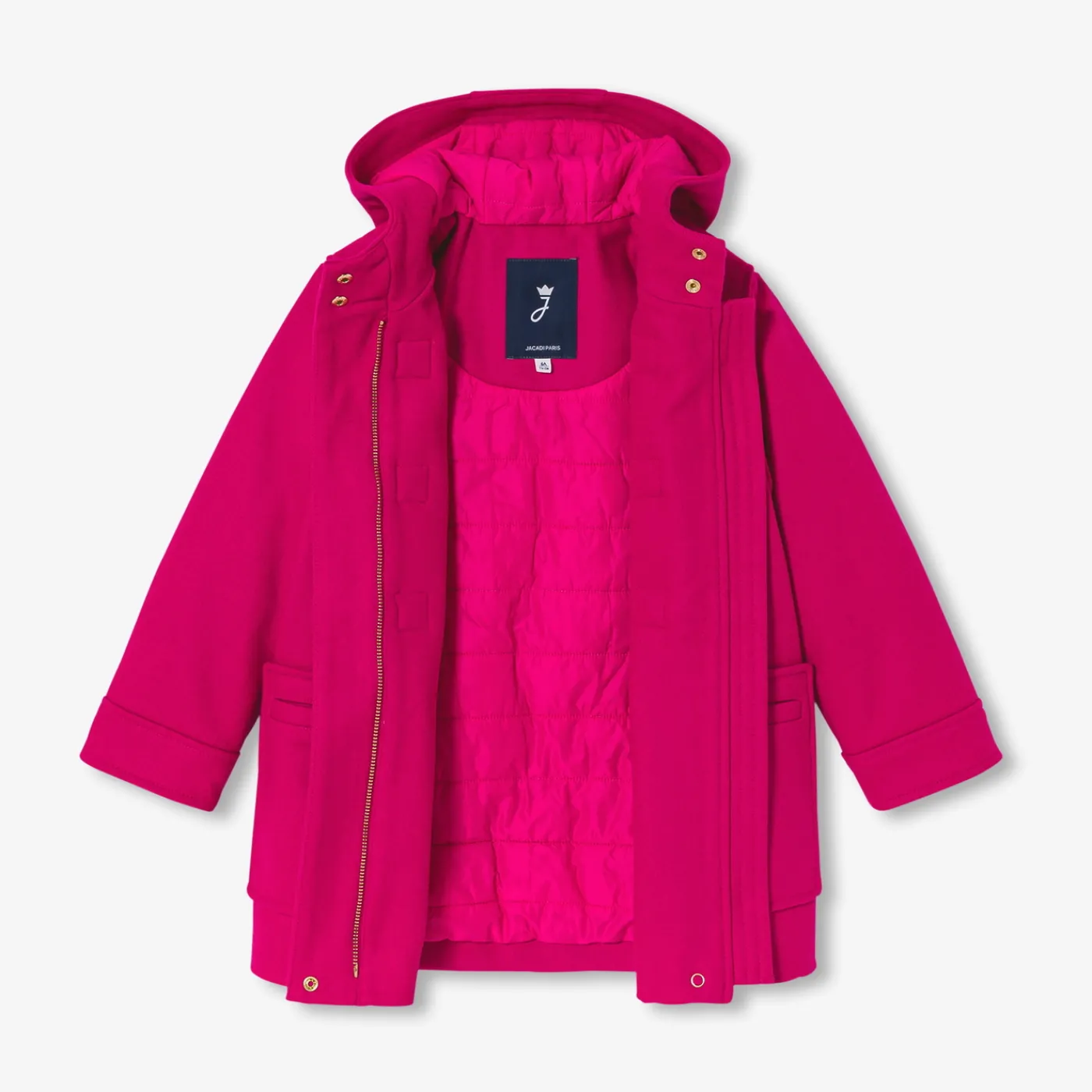 Coats And Outerwear|Girl Coats & Puffer Jackets-Jacadi Girl wool duffle-coat Grenadine Pink
